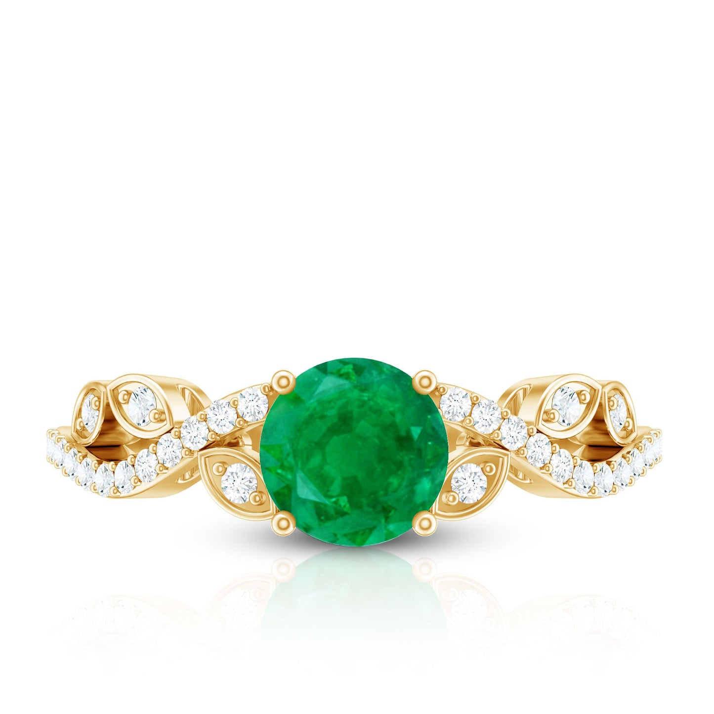 Nature Inspired Emerald Engagement Ring with Natural Diamond