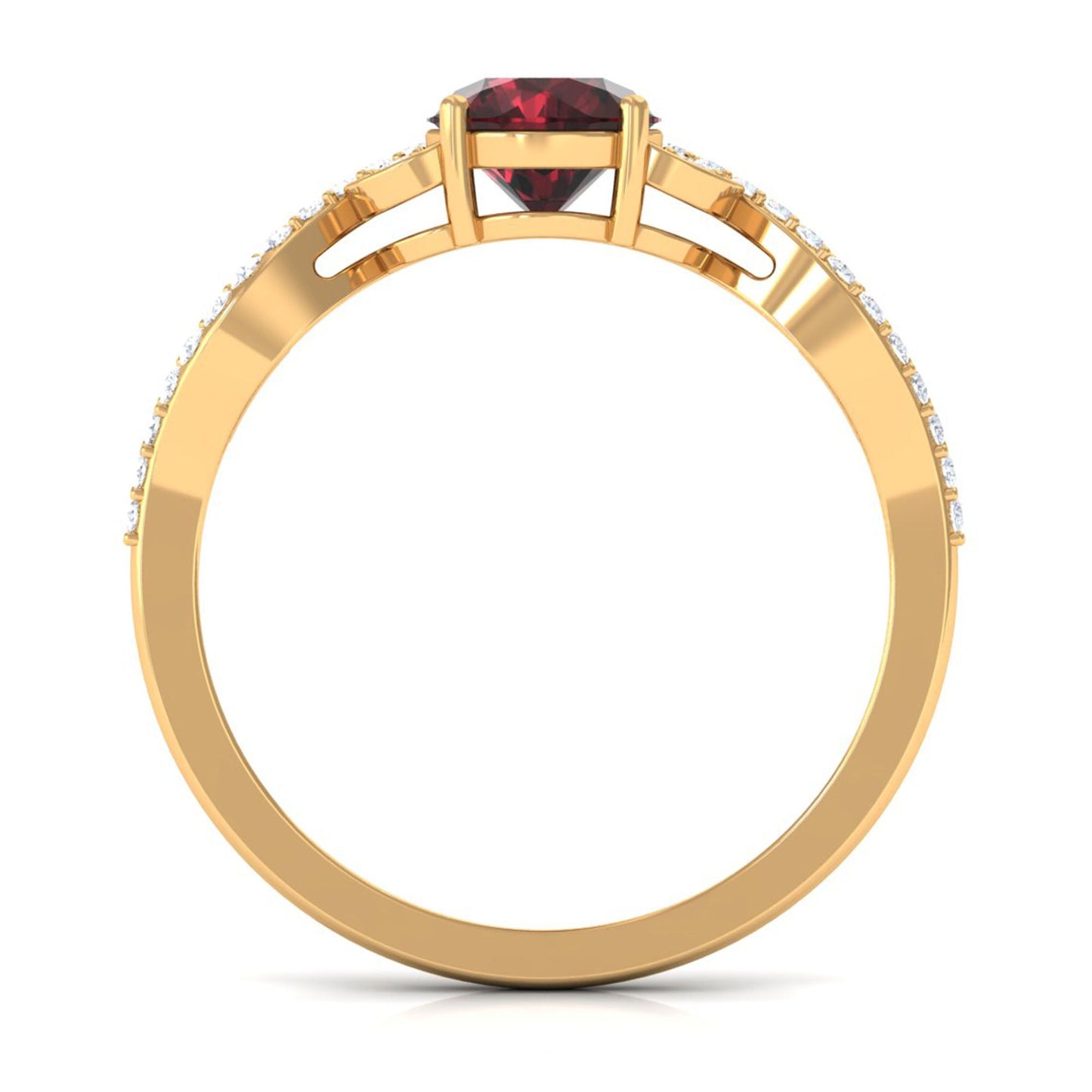 Nature Inspired Garnet Engagement Ring with Diamond