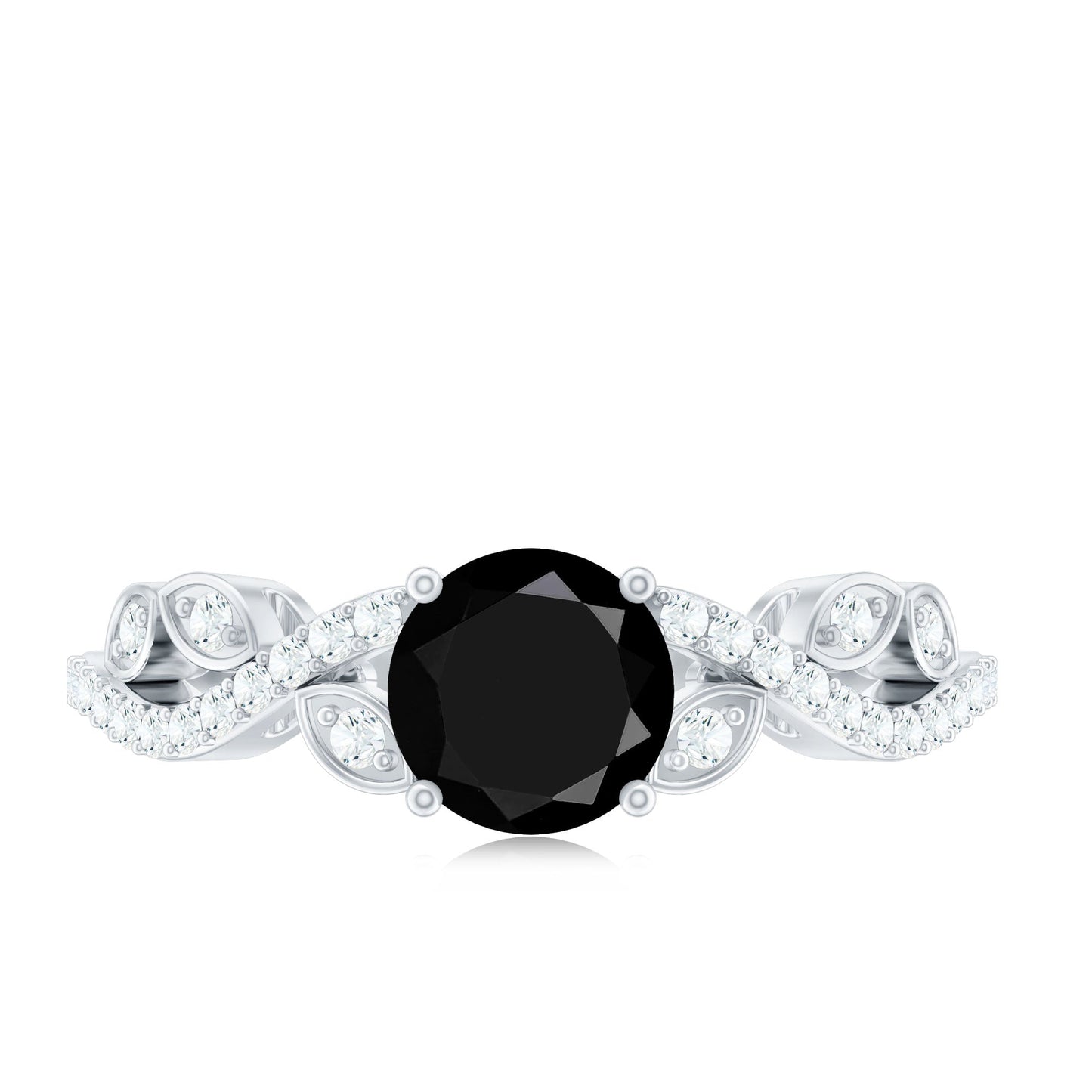 Certified 1.3 Carat Lab Grown Black Diamond Solitaire Engagement Ring with White Diamond