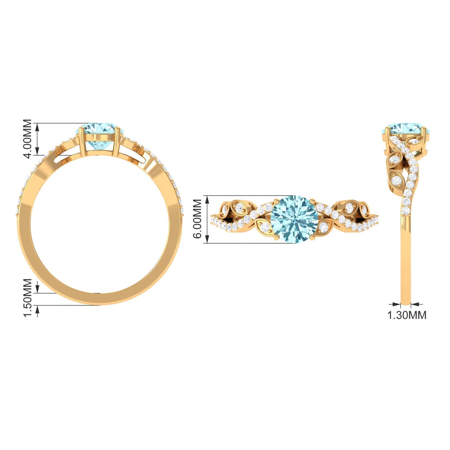 Nature Inspired Aquamarine Diamond Engagement Ring