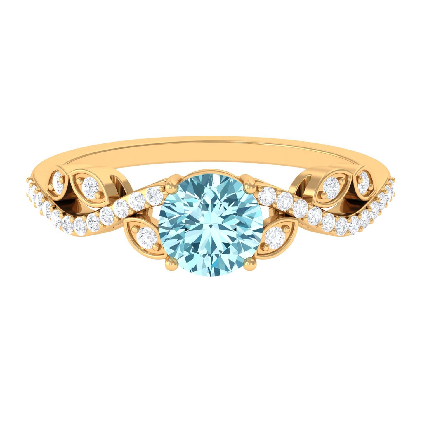 Nature Inspired Aquamarine Diamond Engagement Ring