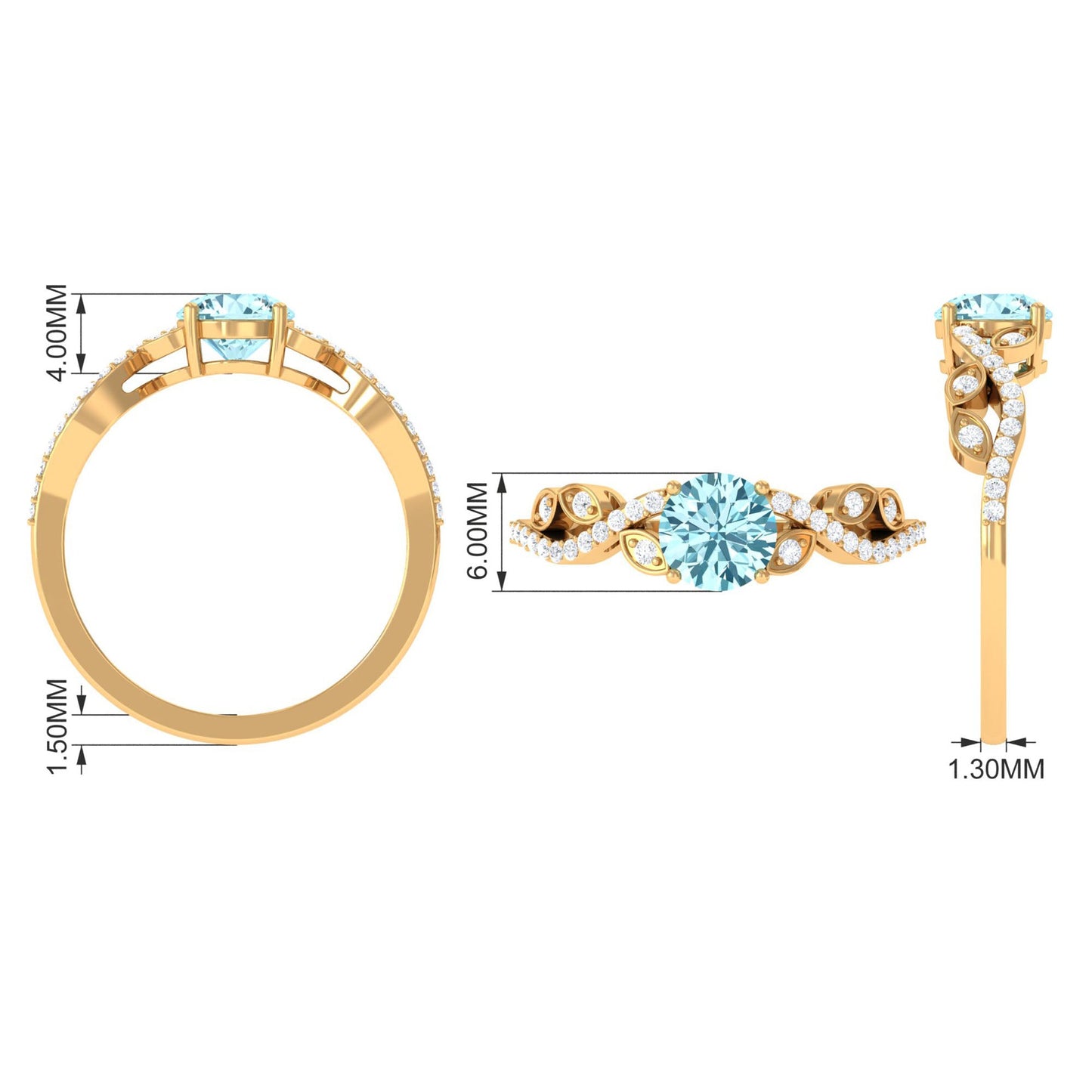 Nature Inspired Aquamarine Diamond Engagement Ring
