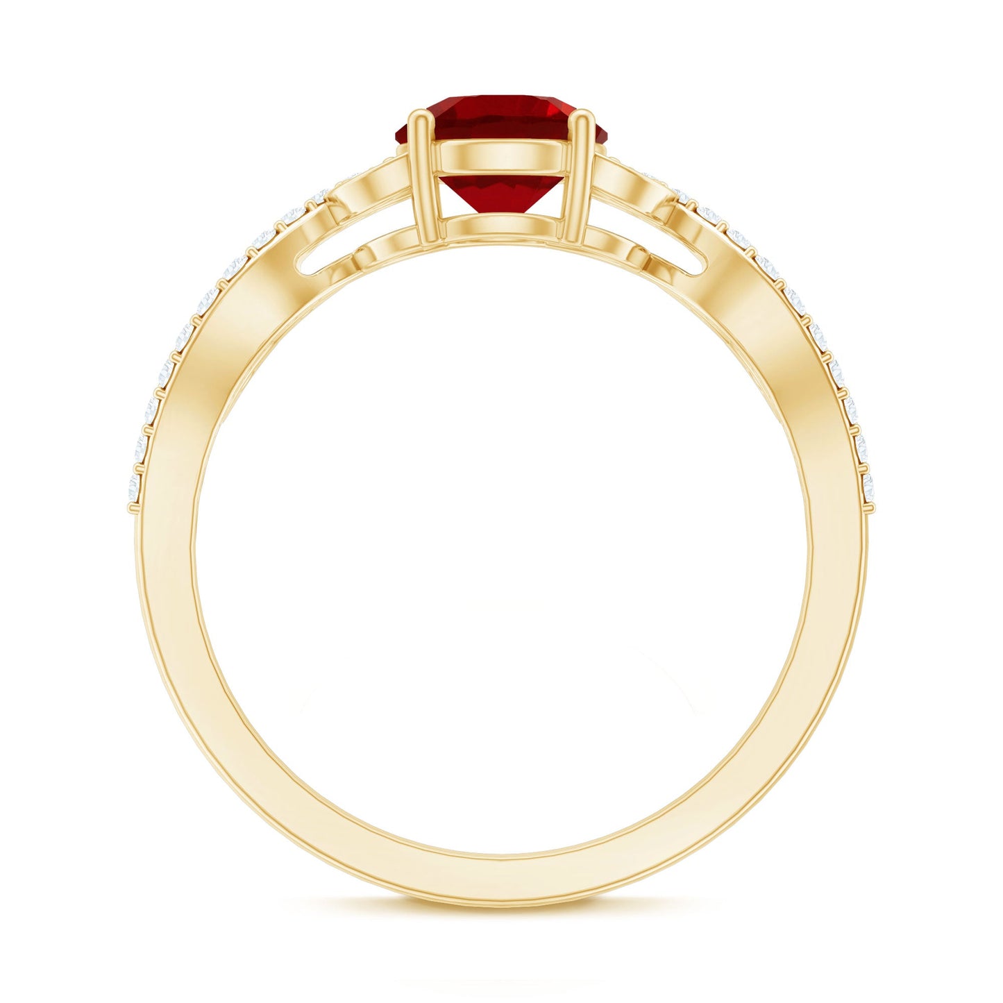 Nature Inspired Lab Created Ruby Engagement Ring with Diamonds