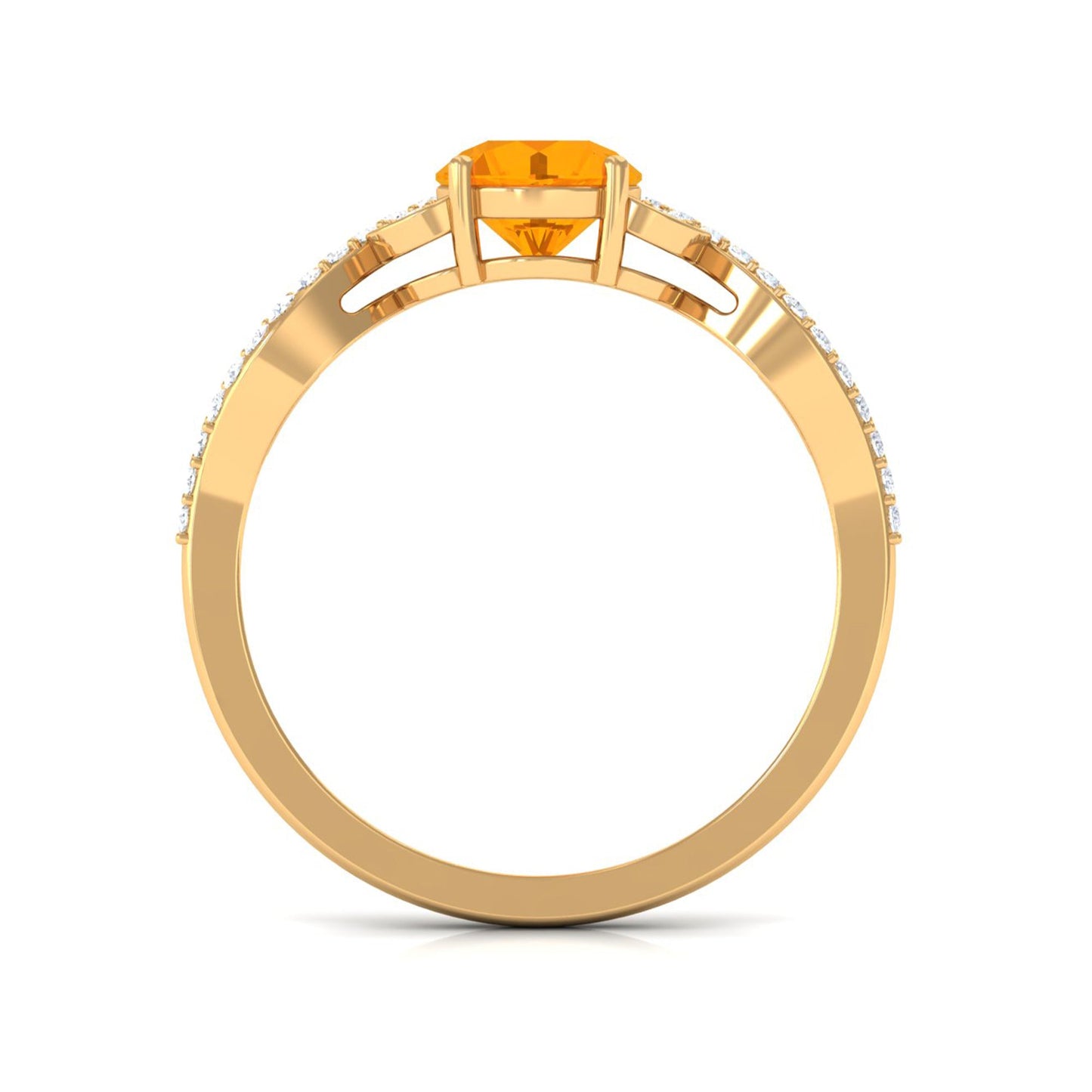 0.7 Carat Round Shape Fire Opal Designer Engagement Ring with Diamond