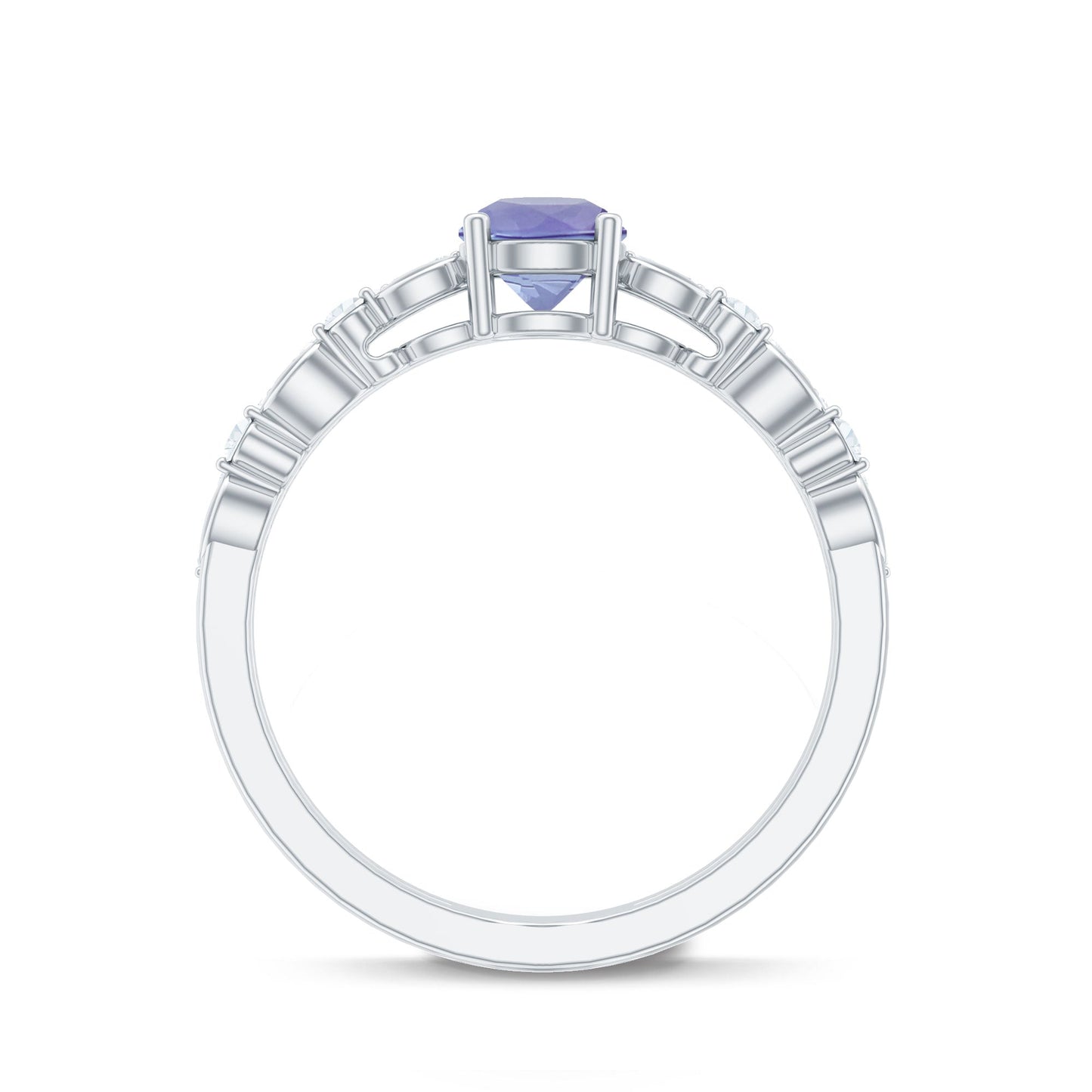 Certified Real Tanzanite Double Band Engagement Ring with Diamond