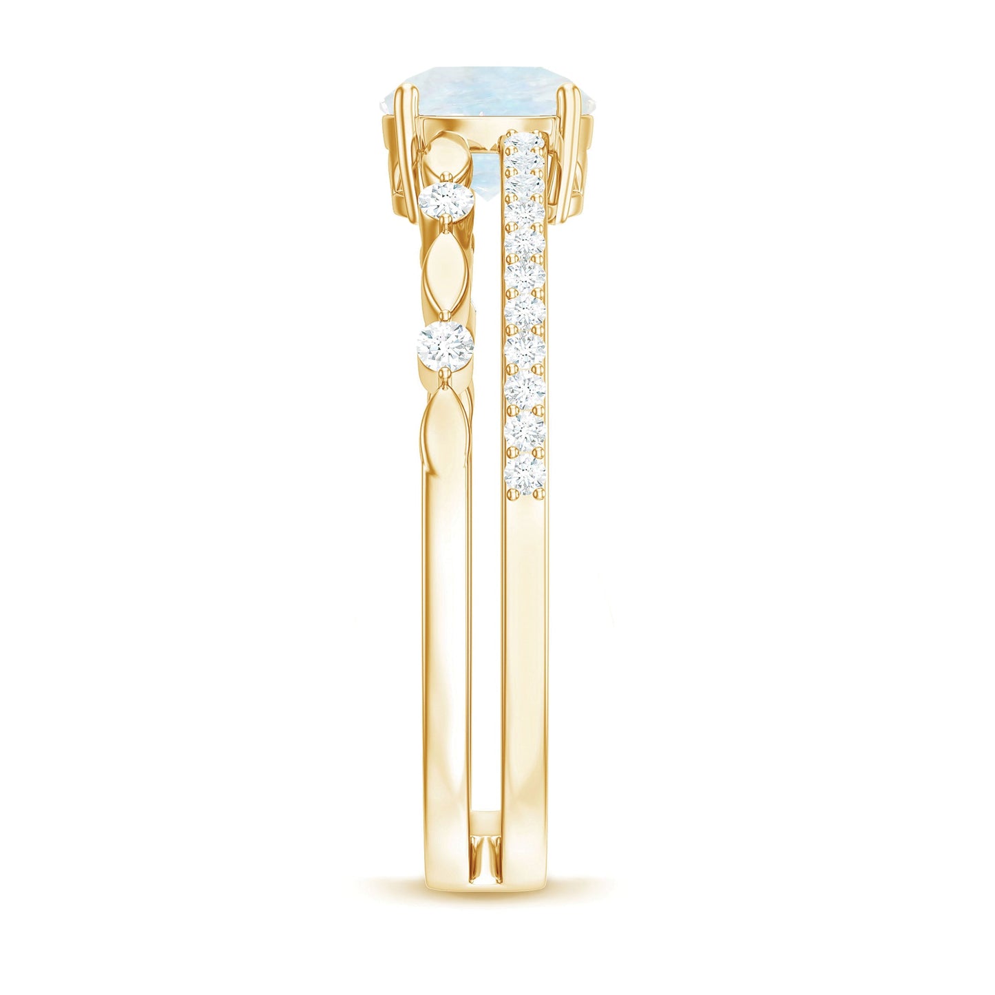 0.3 Carat Moonstone Double Band Solitaire Engagement Ring with Diamond