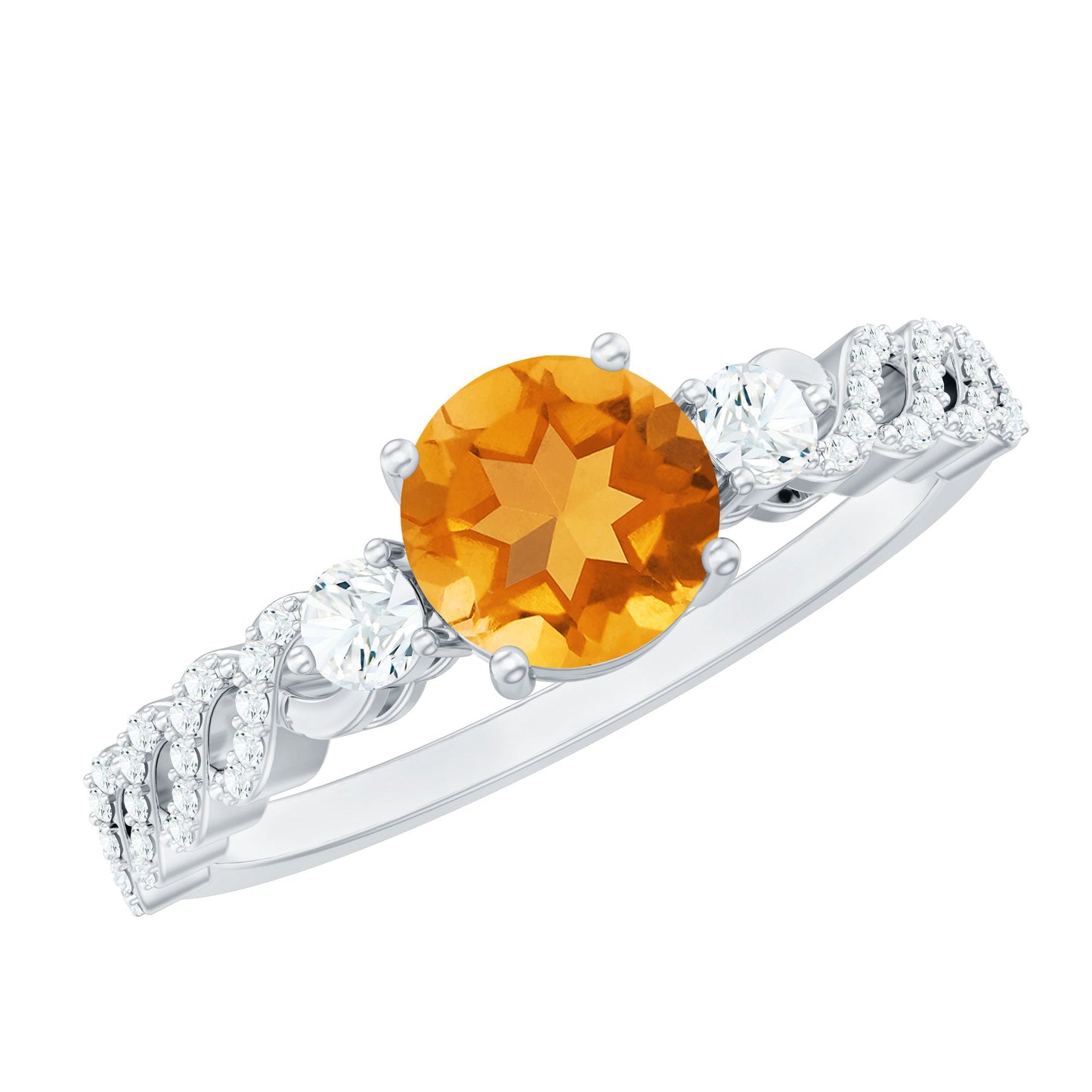 Designer Citrine Engagement Ring with Diamond