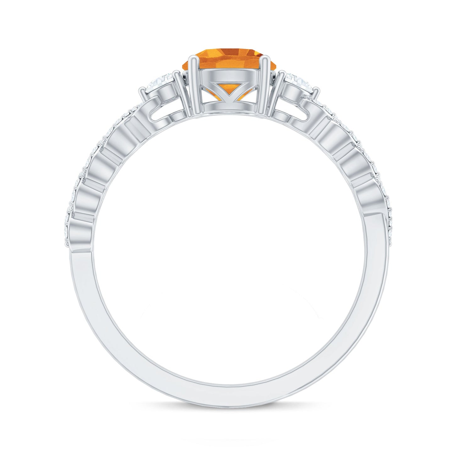 Designer Citrine Engagement Ring with Diamond