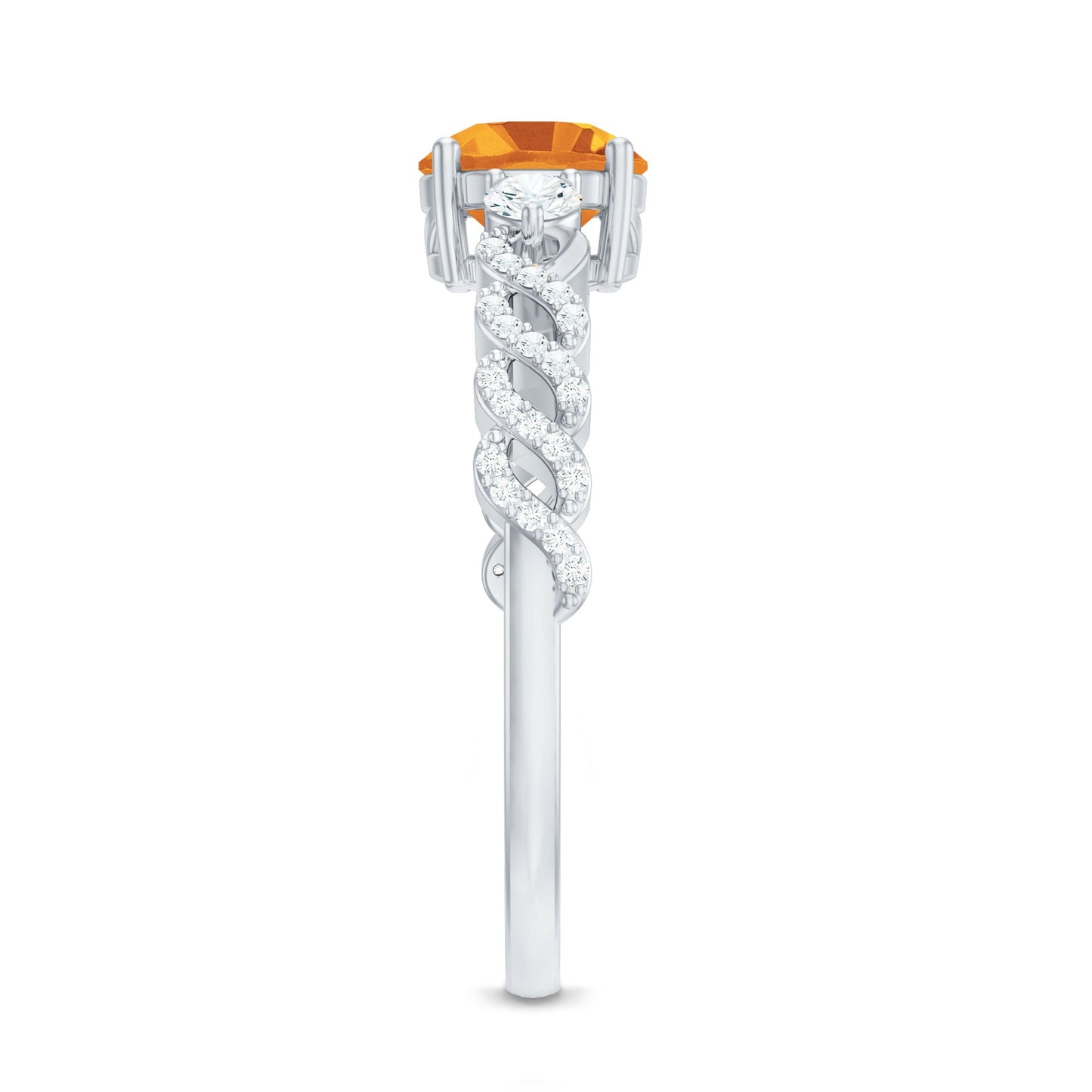 Designer Citrine Engagement Ring with Diamond