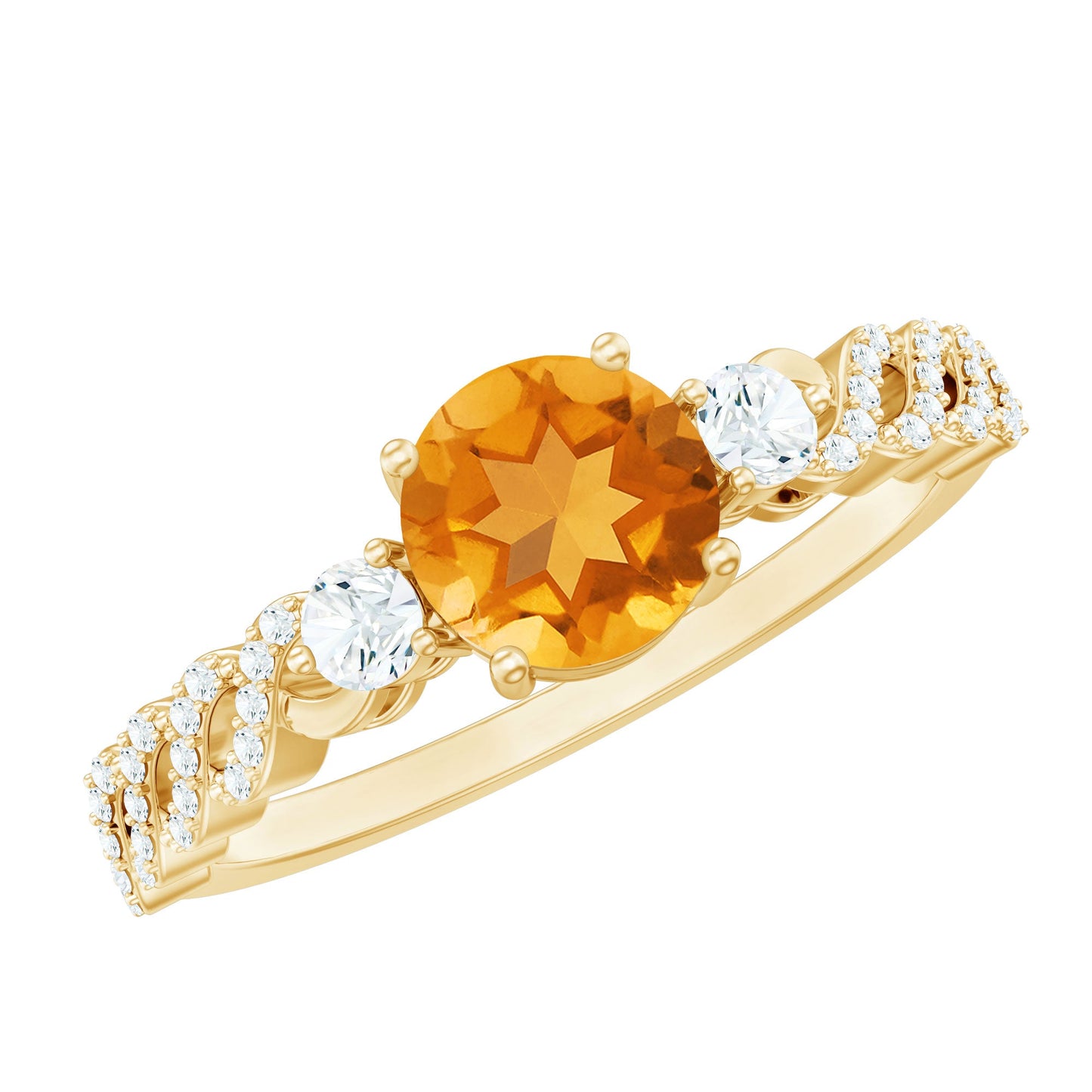 Designer Citrine Engagement Ring with Diamond