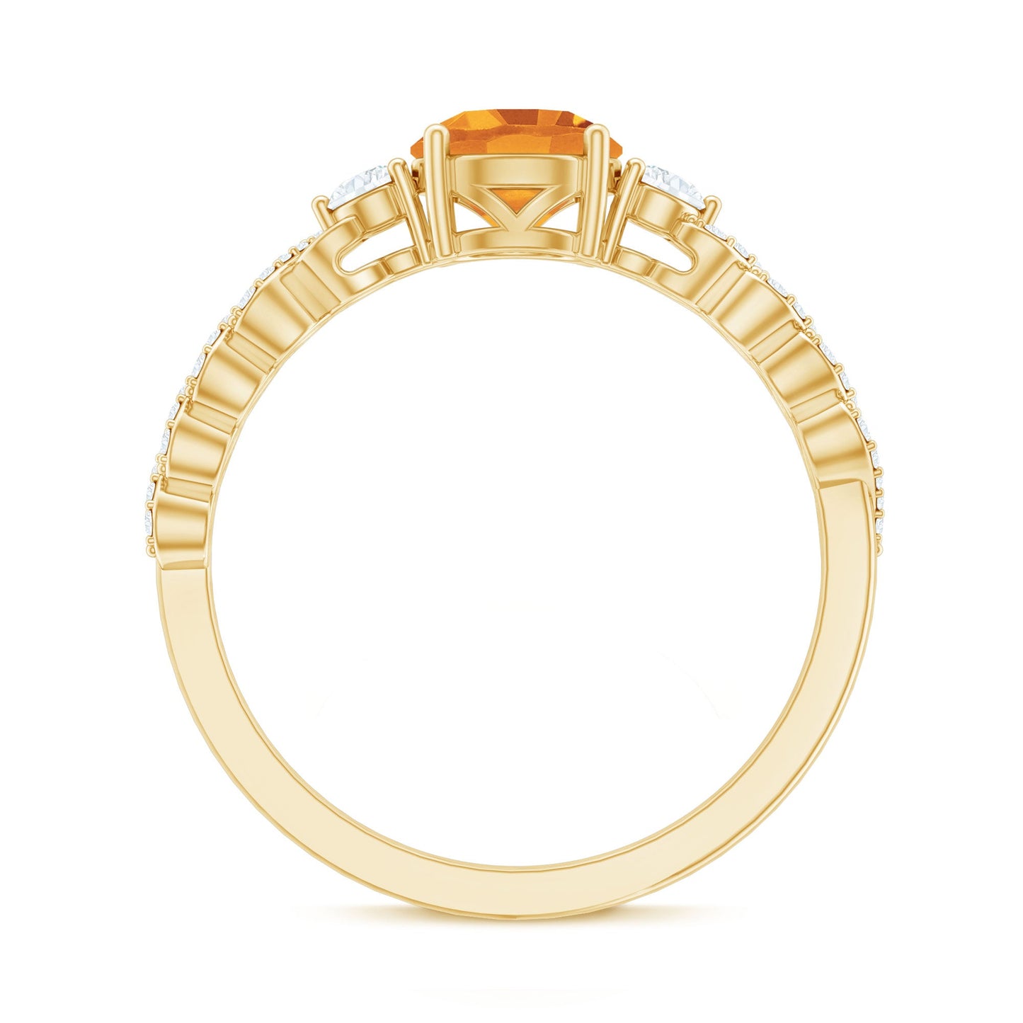 Designer Citrine Engagement Ring with Diamond