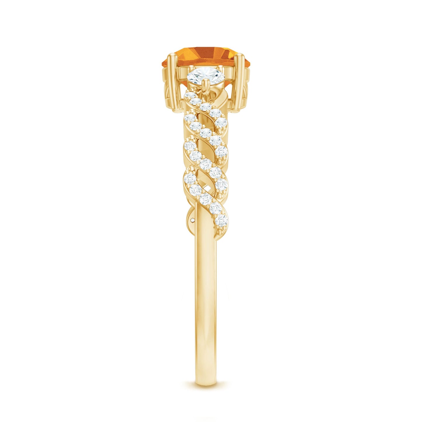 Designer Citrine Engagement Ring with Diamond