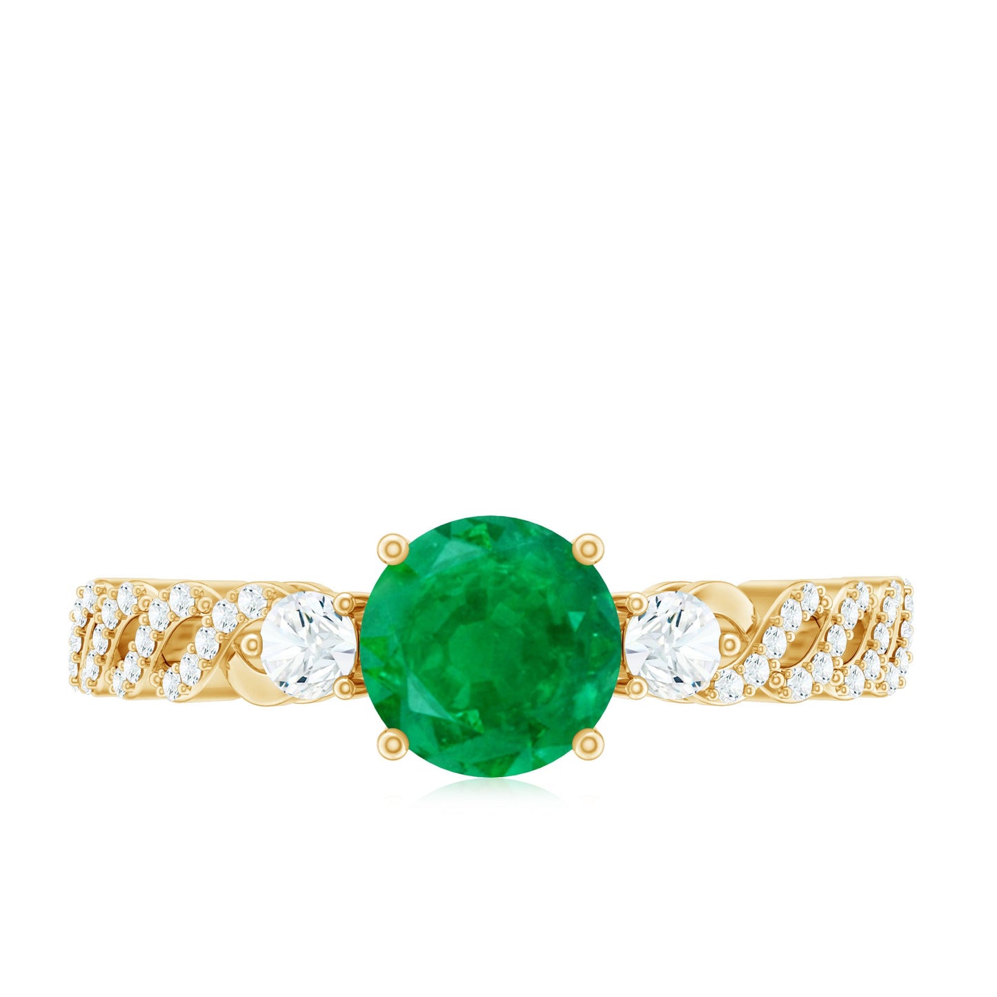Natural Emerald Solitaire Engagement Ring with Diamond