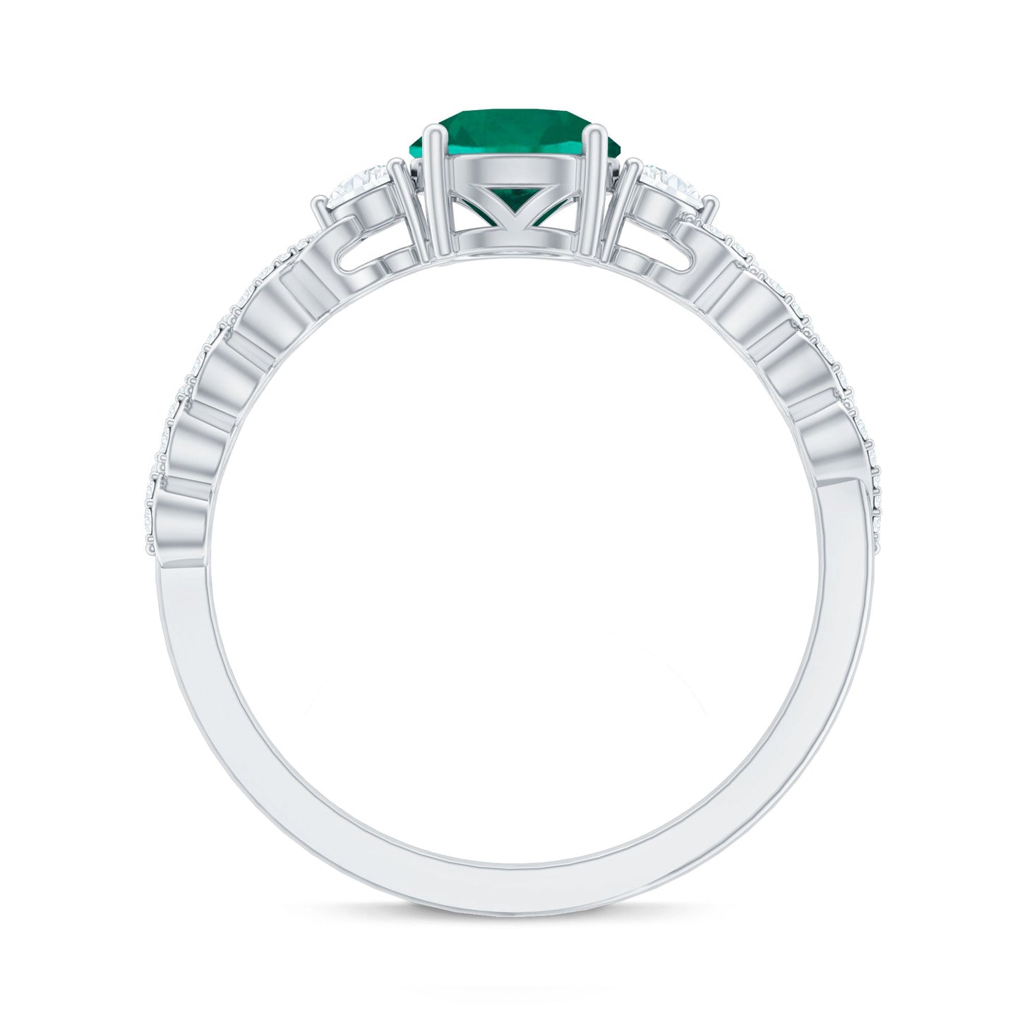 Certified Lab Grown Emerald Diamond Designer Engagement Ring