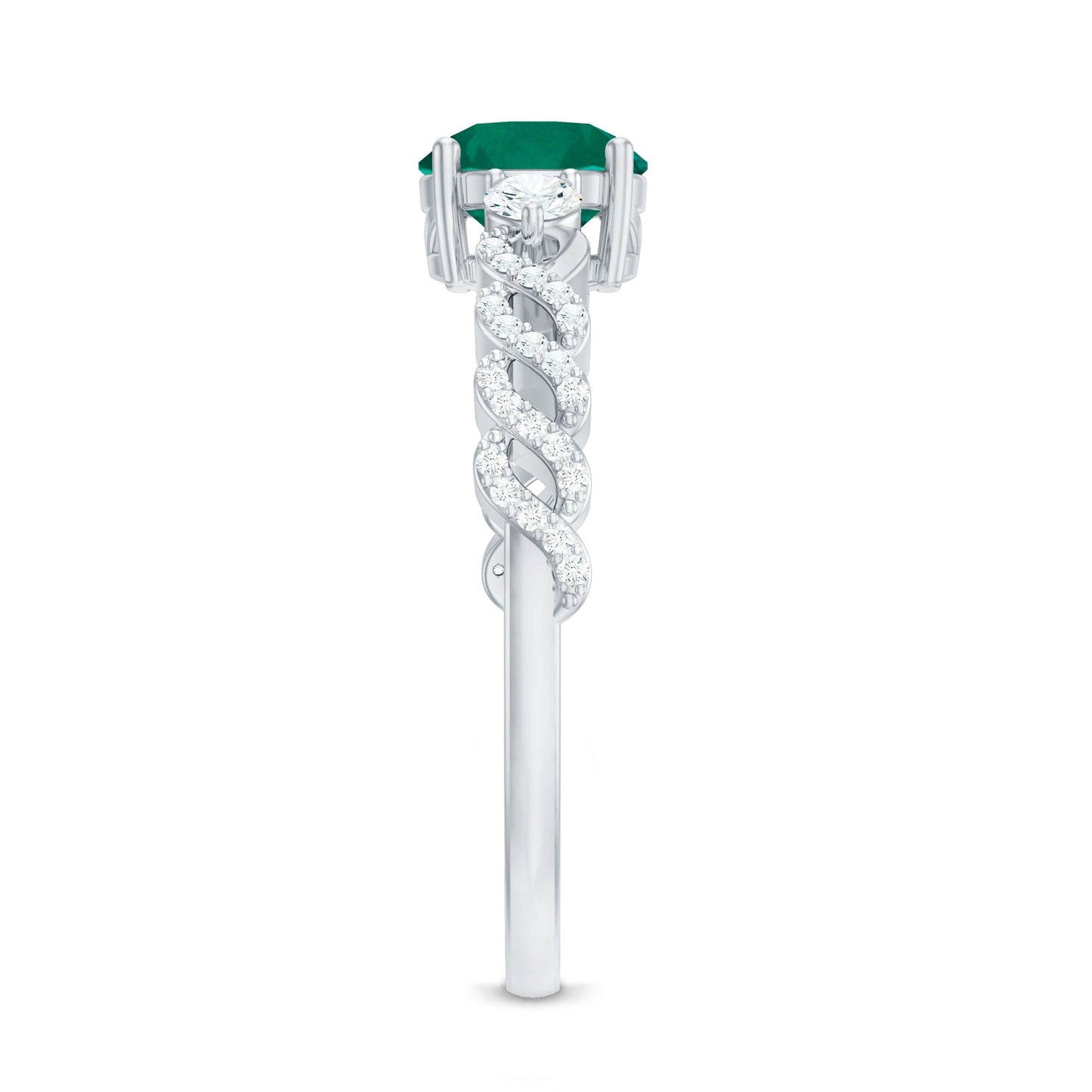 Certified Lab Grown Emerald Diamond Designer Engagement Ring