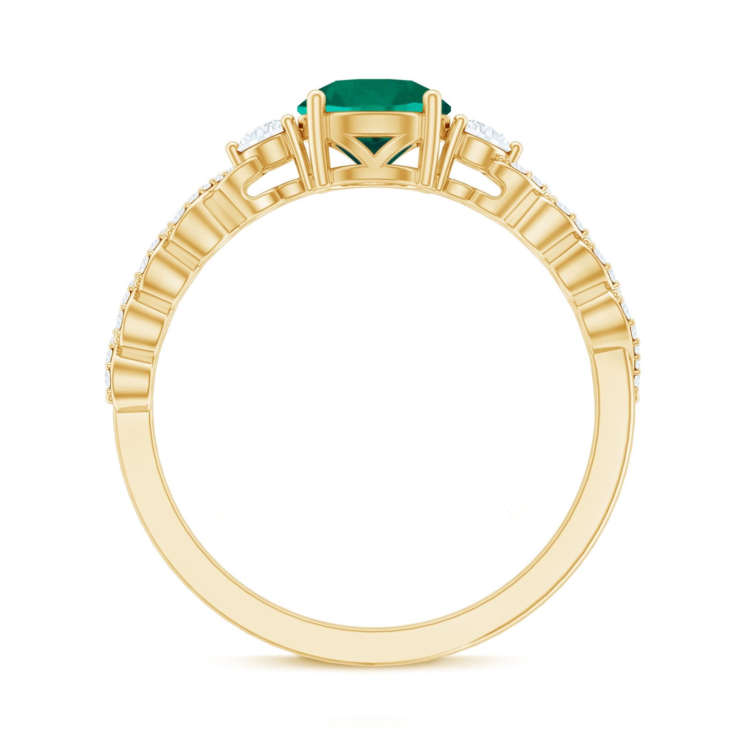 Certified Lab Grown Emerald Diamond Designer Engagement Ring