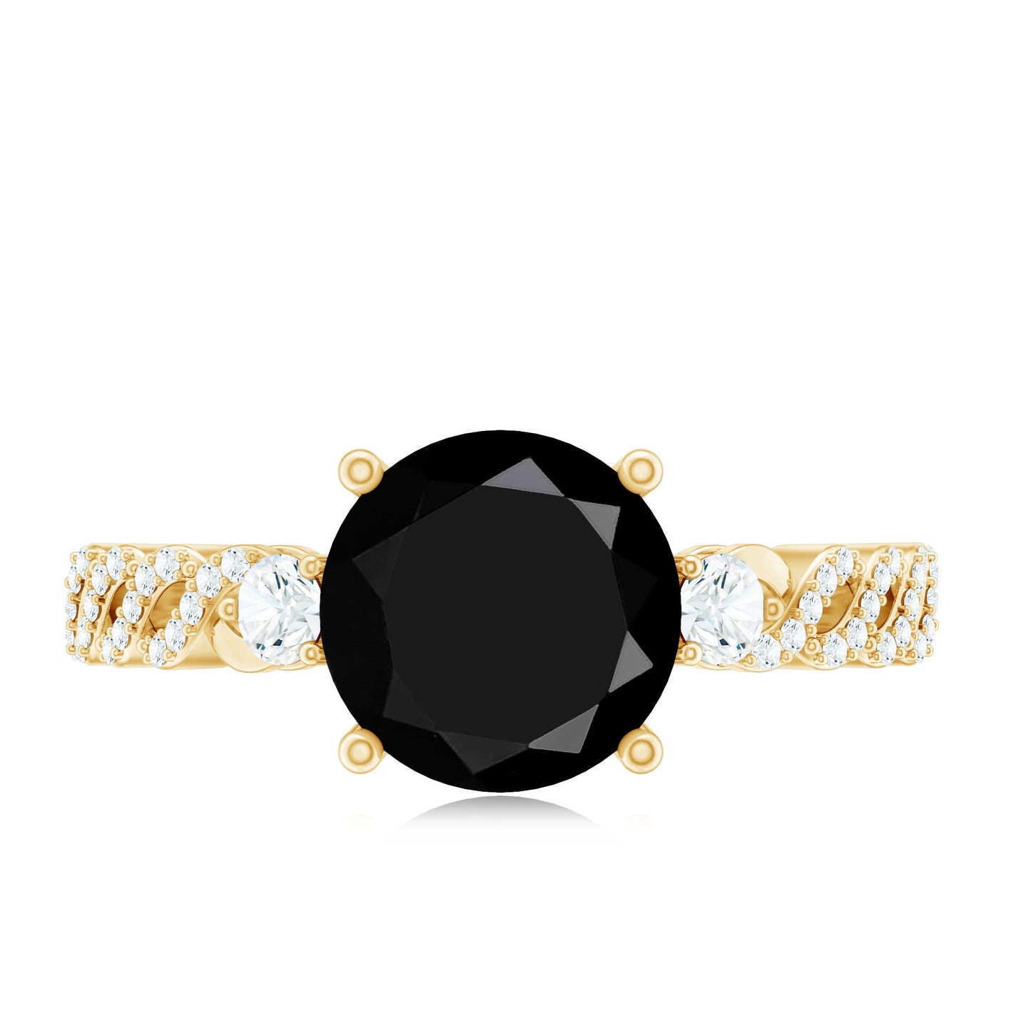 Designer 2.6 Carat Black Spinel Engagement Ring with Diamond