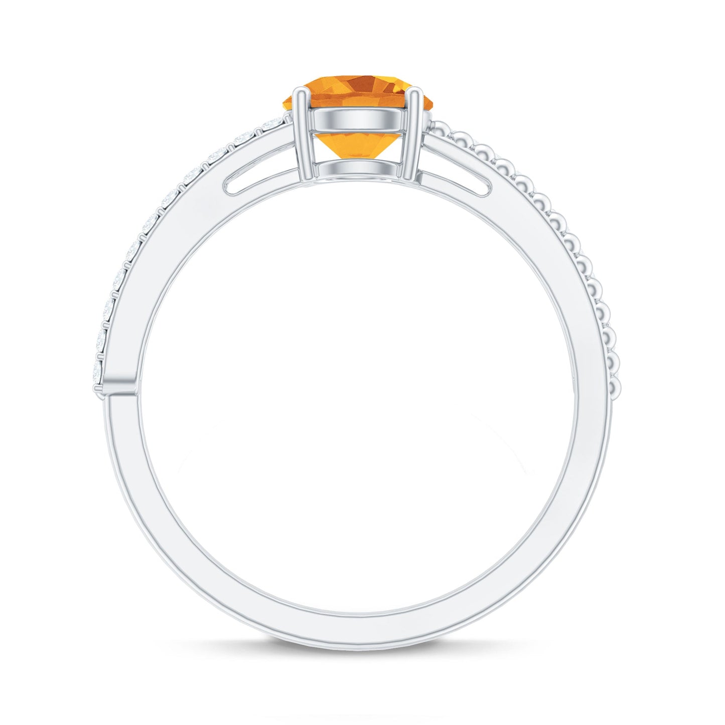 Natural Citrine Solitaire Engagement Ring with Diamond