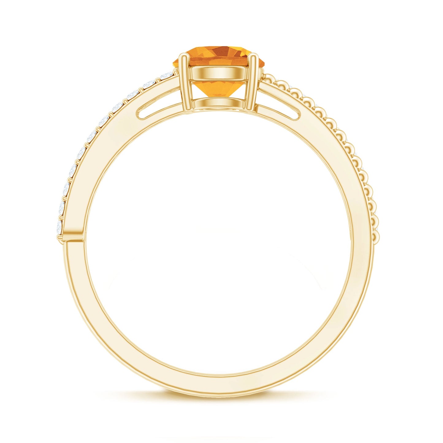 Natural Citrine Solitaire Engagement Ring with Diamond