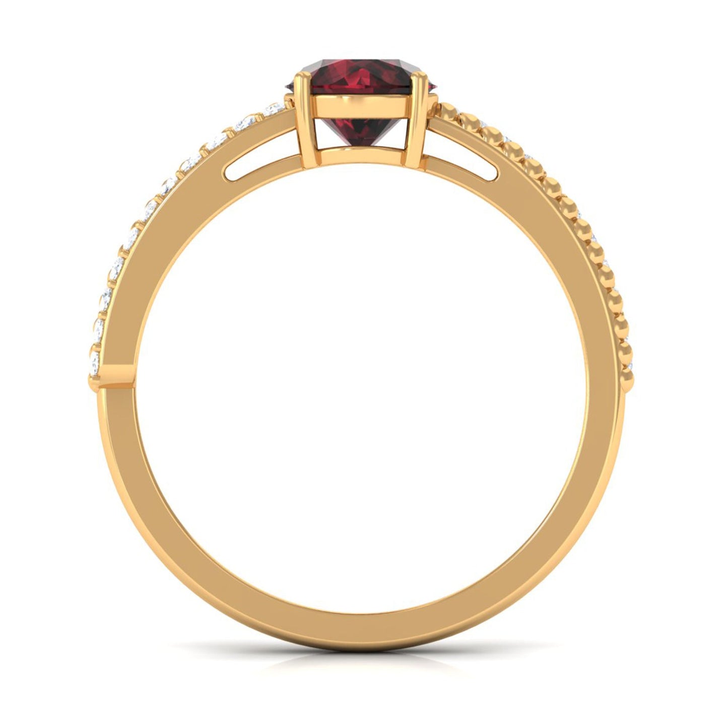 Natural Garnet Solitaire Engagement Ring with Diamond