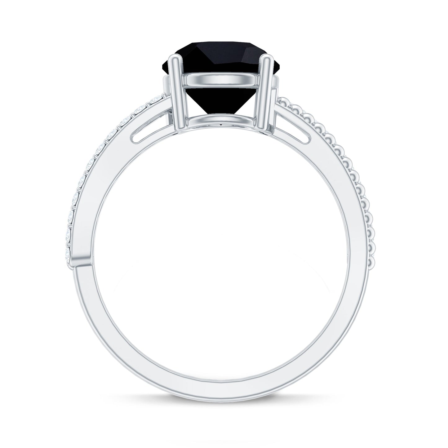 Certified 2 Carat Lab Grown Black and White Diamond Engagement Ring