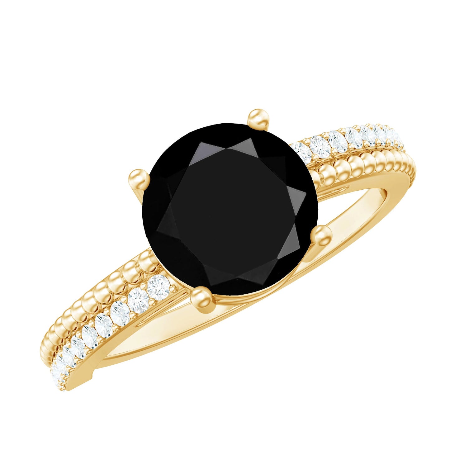 Certified 2 Carat Lab Grown Black and White Diamond Engagement Ring