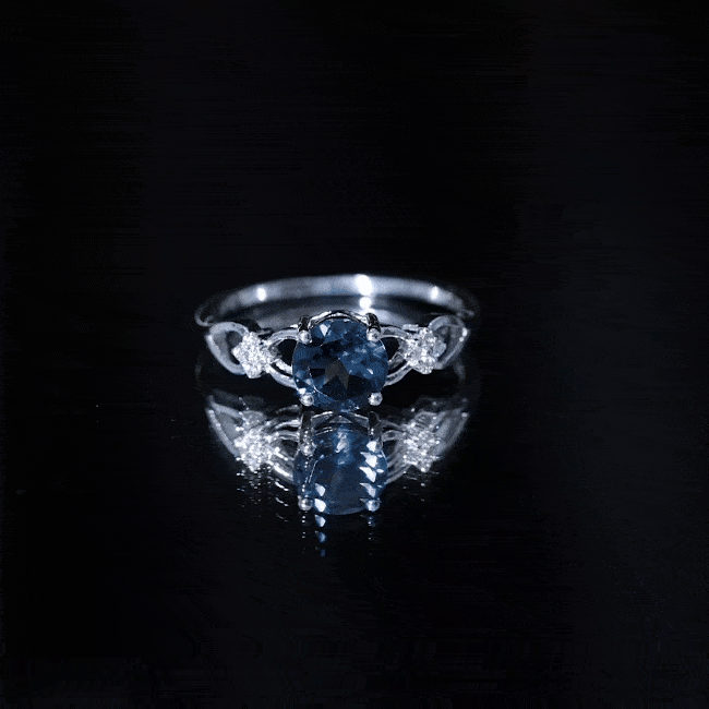 1.3 Carat London Blue Topaz Solitaire Engagement Ring with Diamond