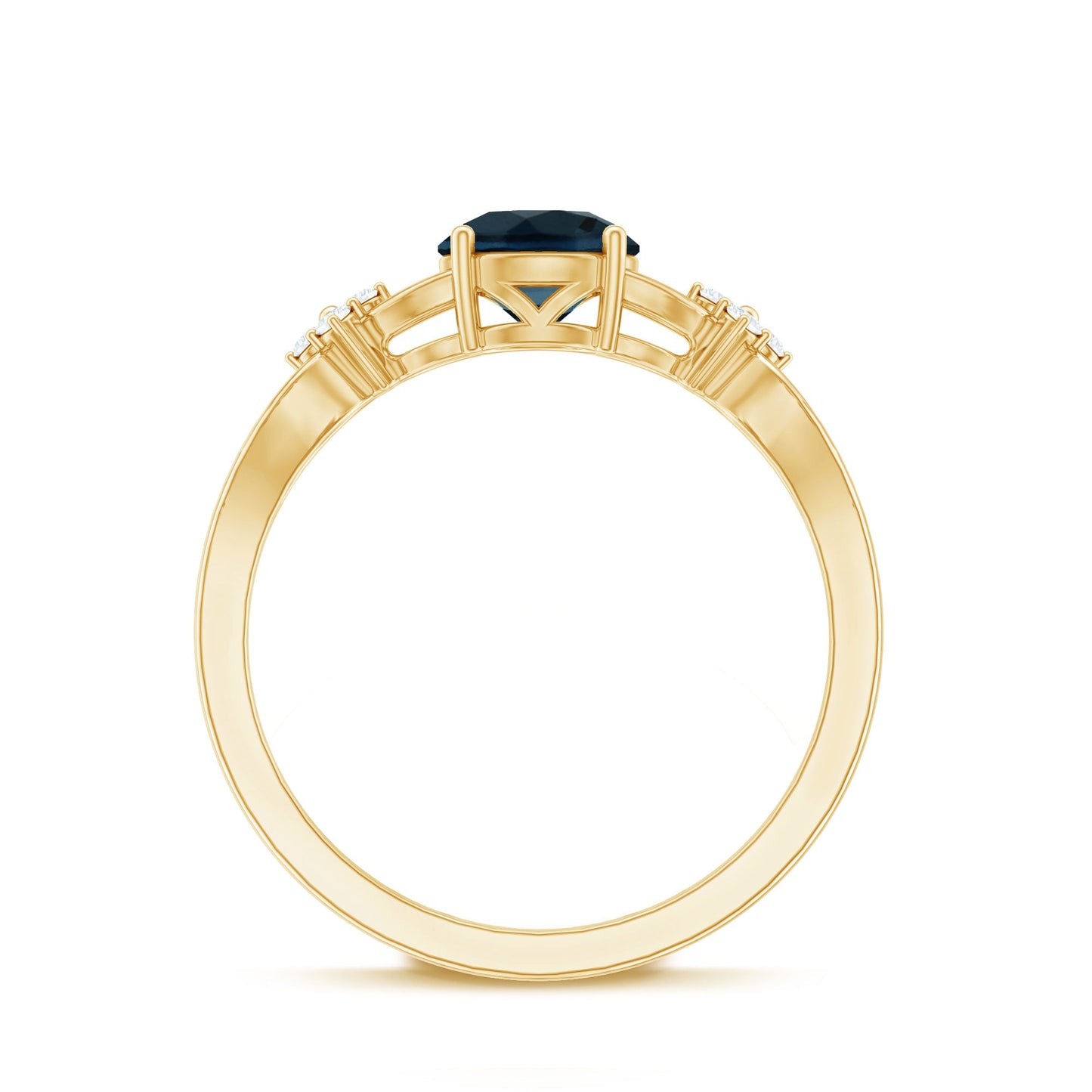 1.3 Carat London Blue Topaz Solitaire Engagement Ring with Diamond