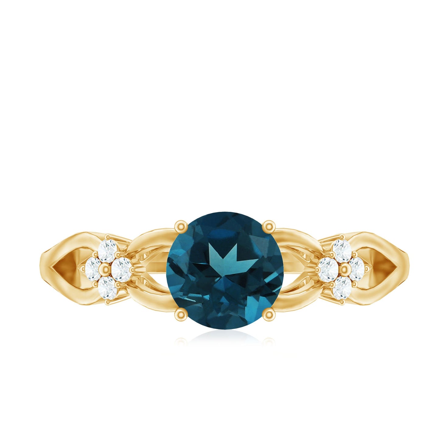 1.3 Carat London Blue Topaz Solitaire Engagement Ring with Diamond