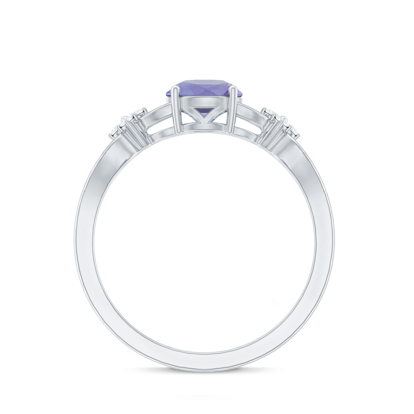 Natural Solitaire Tanzanite Engagement Ring with Diamond Flower
