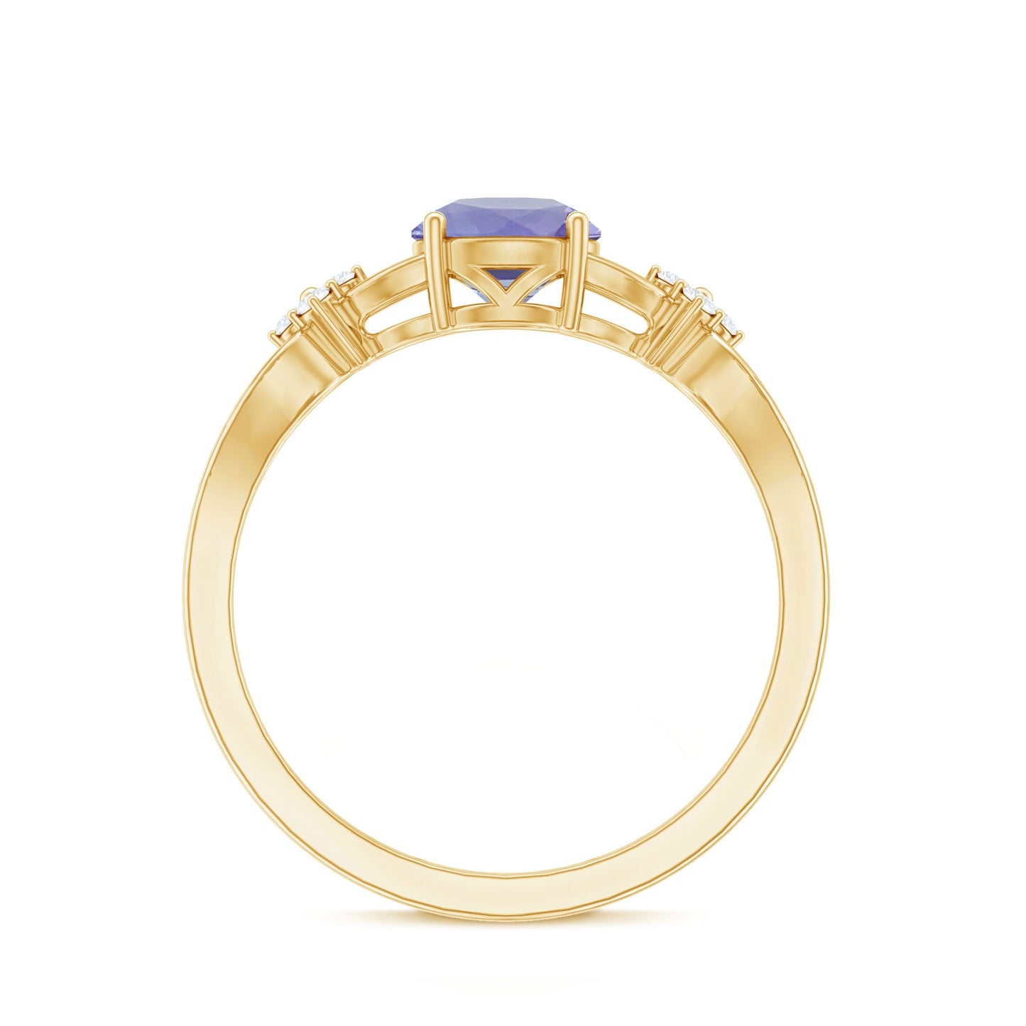 Natural Solitaire Tanzanite Engagement Ring with Diamond Flower