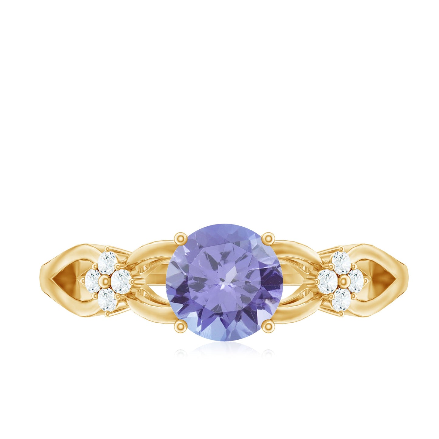 Natural Solitaire Tanzanite Engagement Ring with Diamond Flower