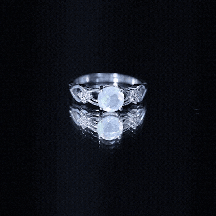 Natural Ethiopian Opal Crossover Engagement Ring with Floral Diamond
