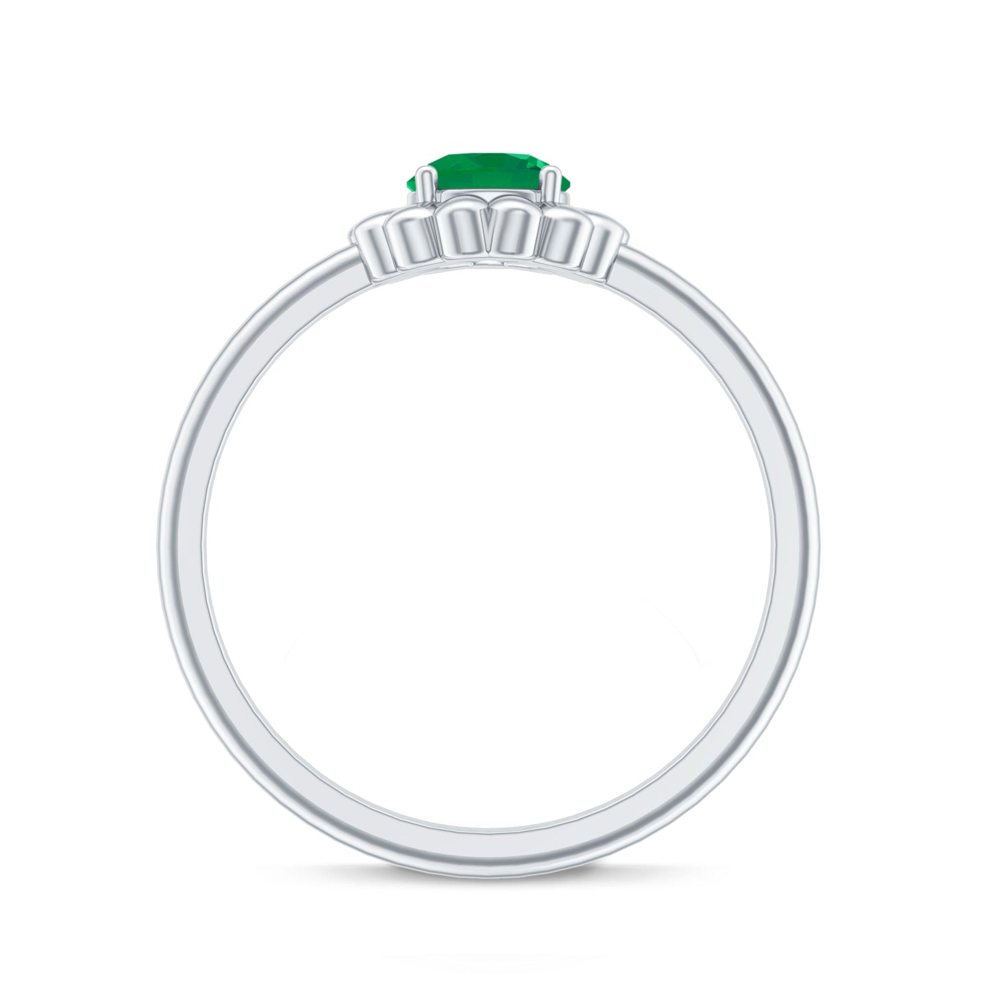 Certified Natural Emerald Flower Promise Ring with Certificate