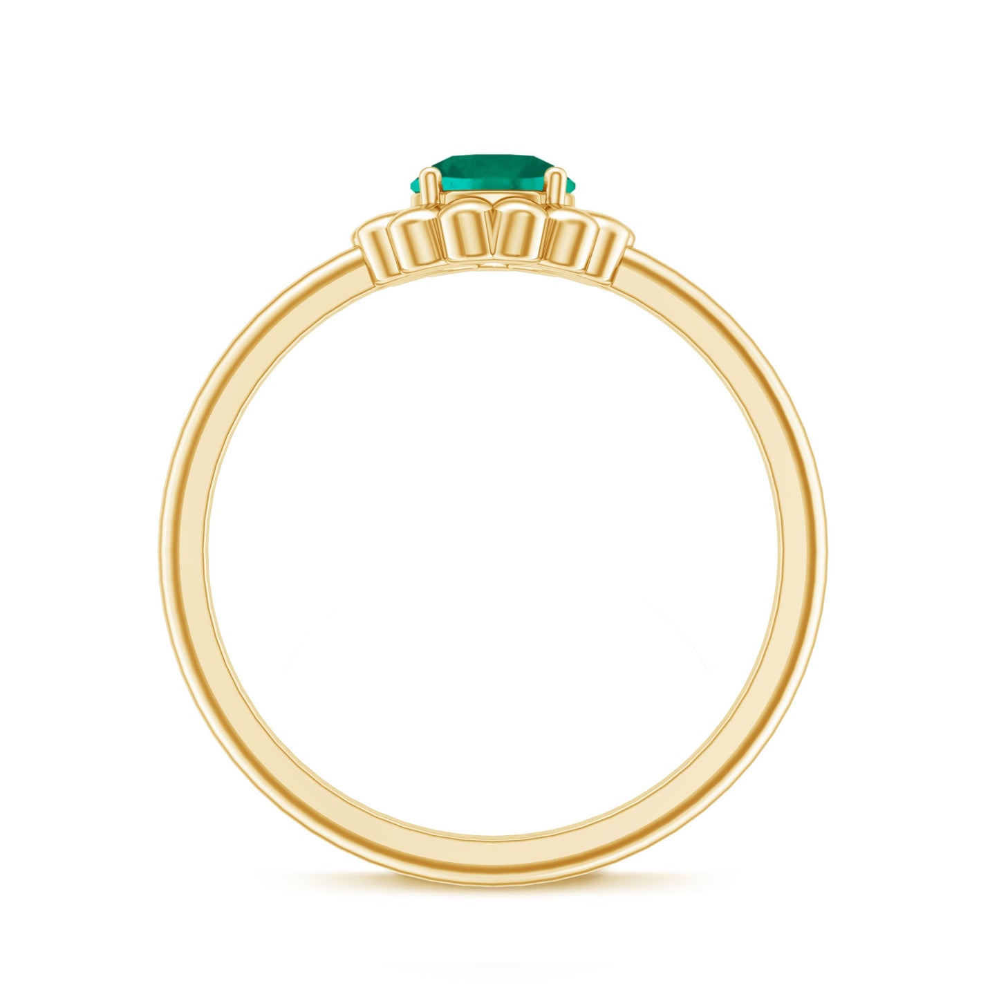 Certified Round Lab Grown Emerald Flower Promise Ring