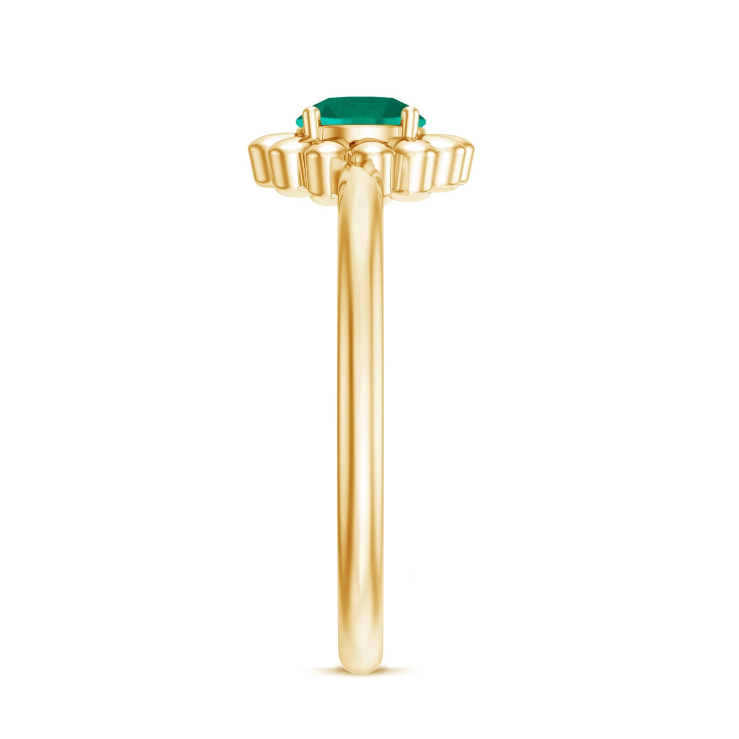 Certified Round Lab Grown Emerald Flower Promise Ring