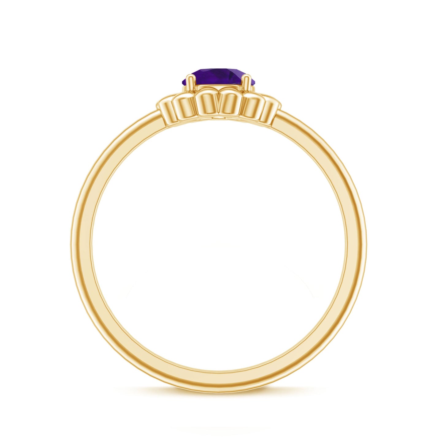 Round Cut Solitaire Amethyst Flower Promise Ring