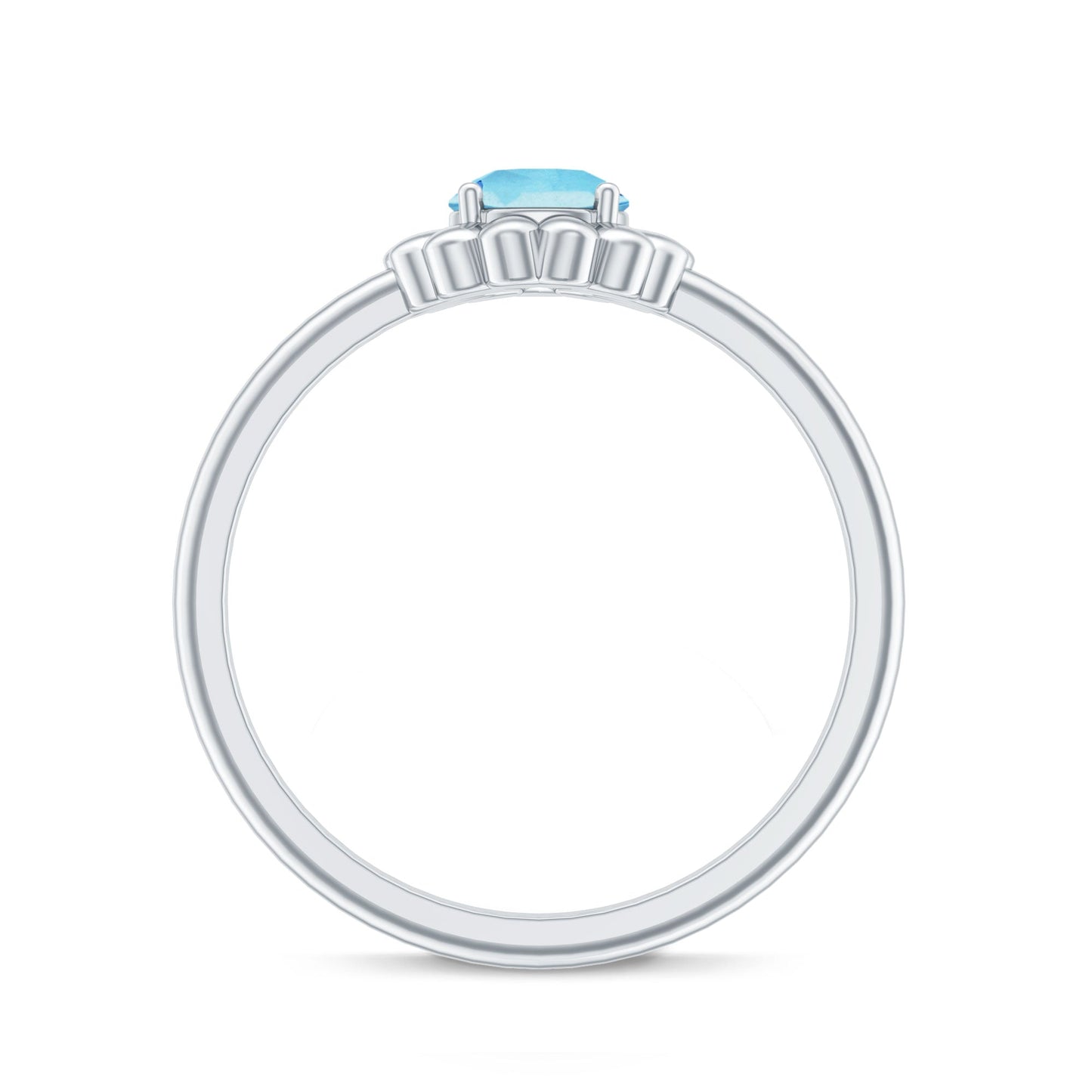 Natural Aquamarine Flower Promise Ring with Certificate