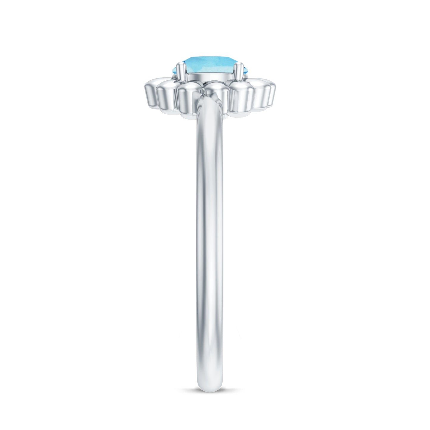 Natural Aquamarine Flower Promise Ring with Certificate