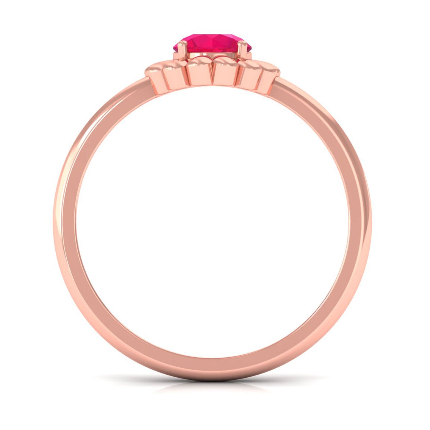 Round Cut Genuine Ruby Flower Promise Ring