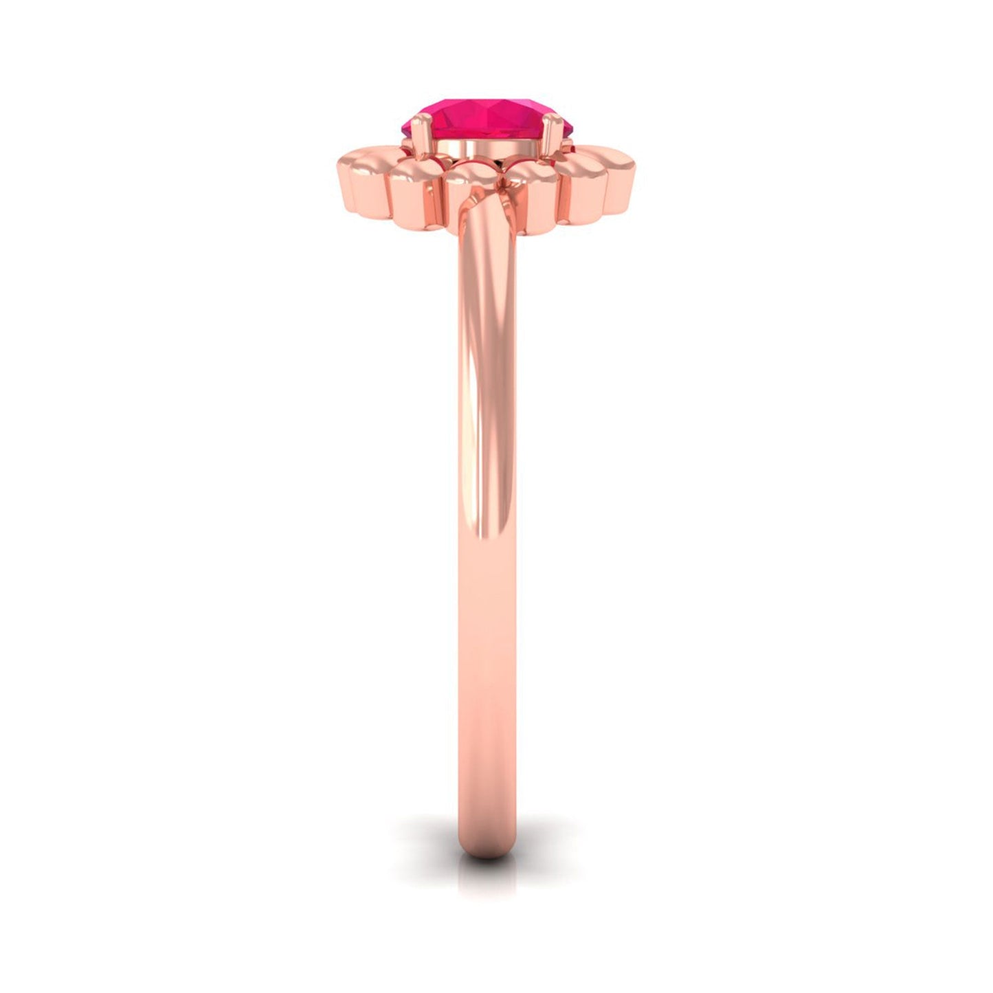 Round Cut Genuine Ruby Flower Promise Ring