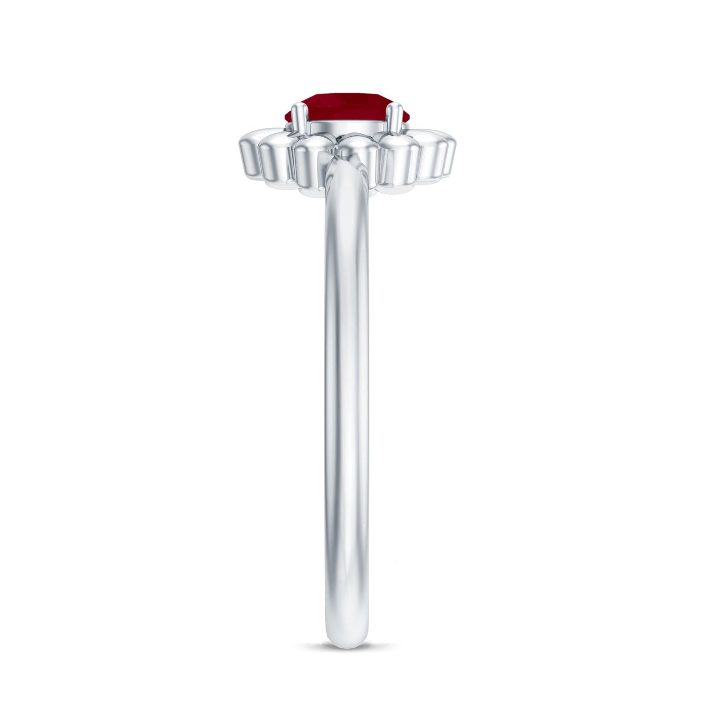 Round Cut Genuine Ruby Flower Promise Ring