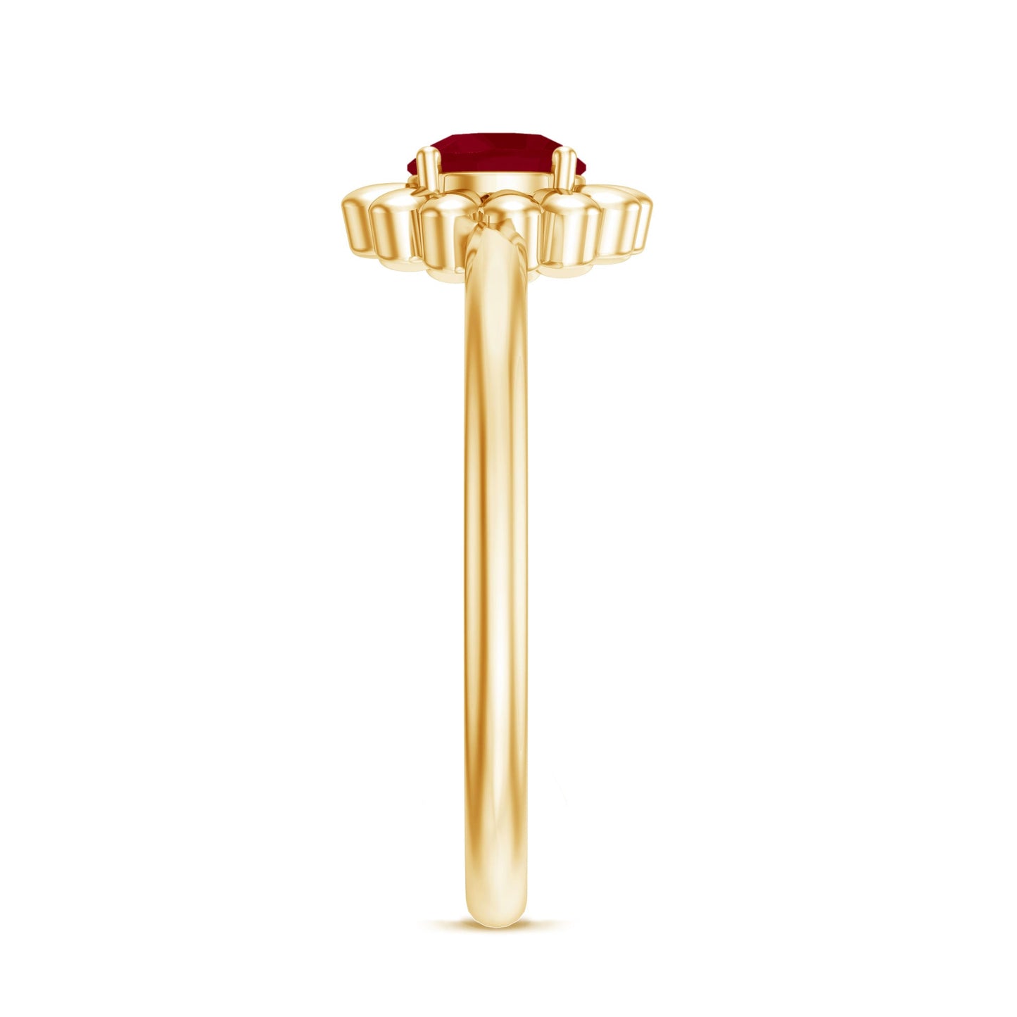 Round Cut Genuine Ruby Flower Promise Ring