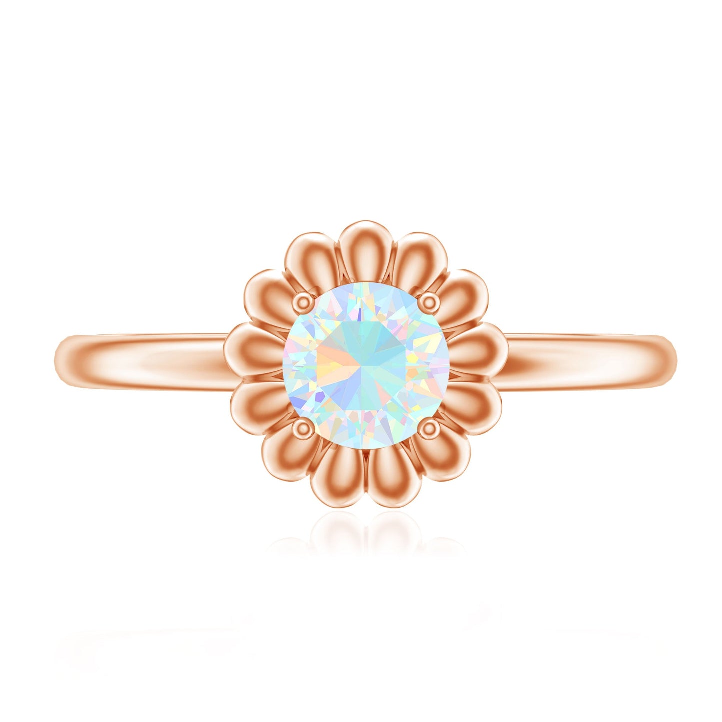 Natural Solitaire Ethiopian Opal Flower Promise Ring