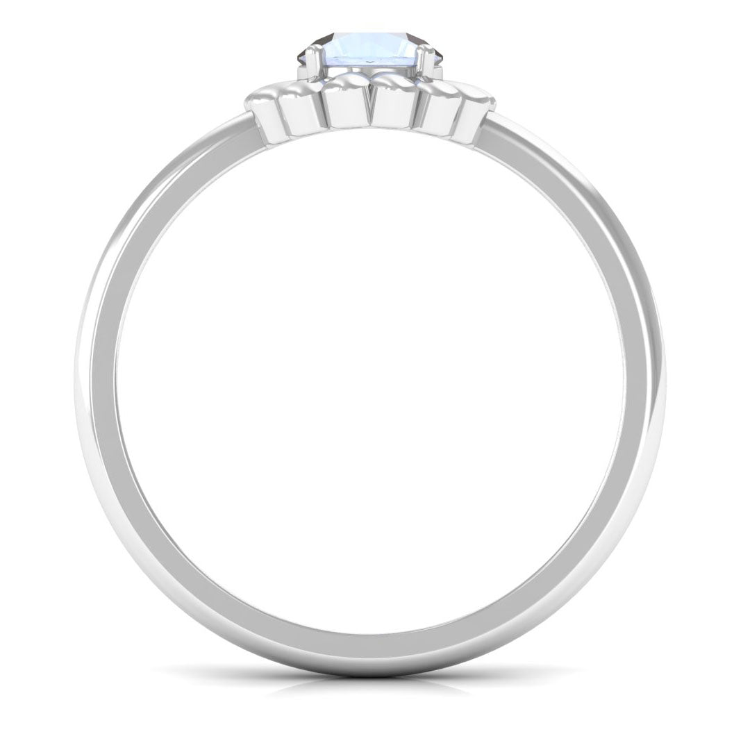 0.3 Carat Round Cut Solitaire Moonstone Flower Ring
