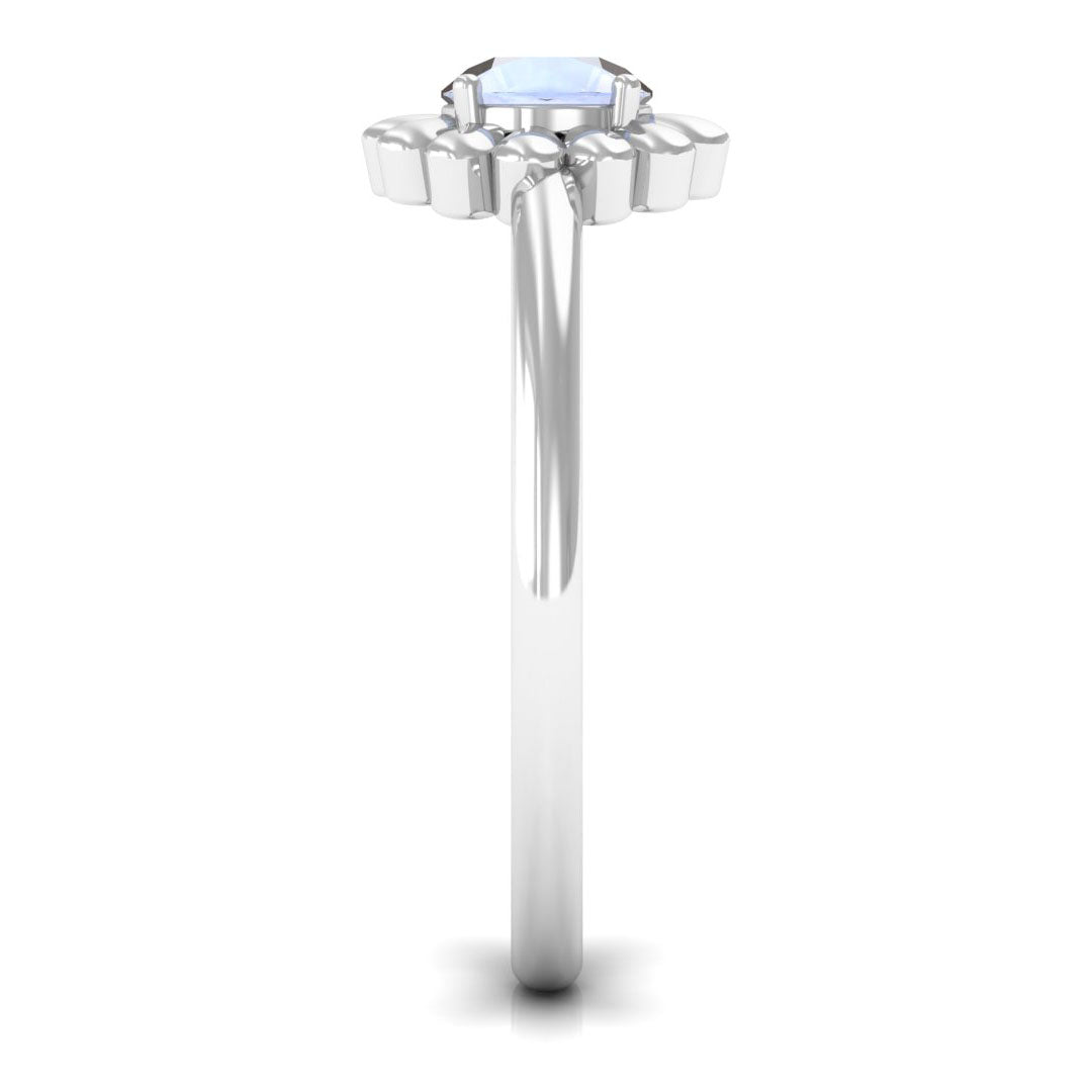 0.3 Carat Round Cut Solitaire Moonstone Flower Ring