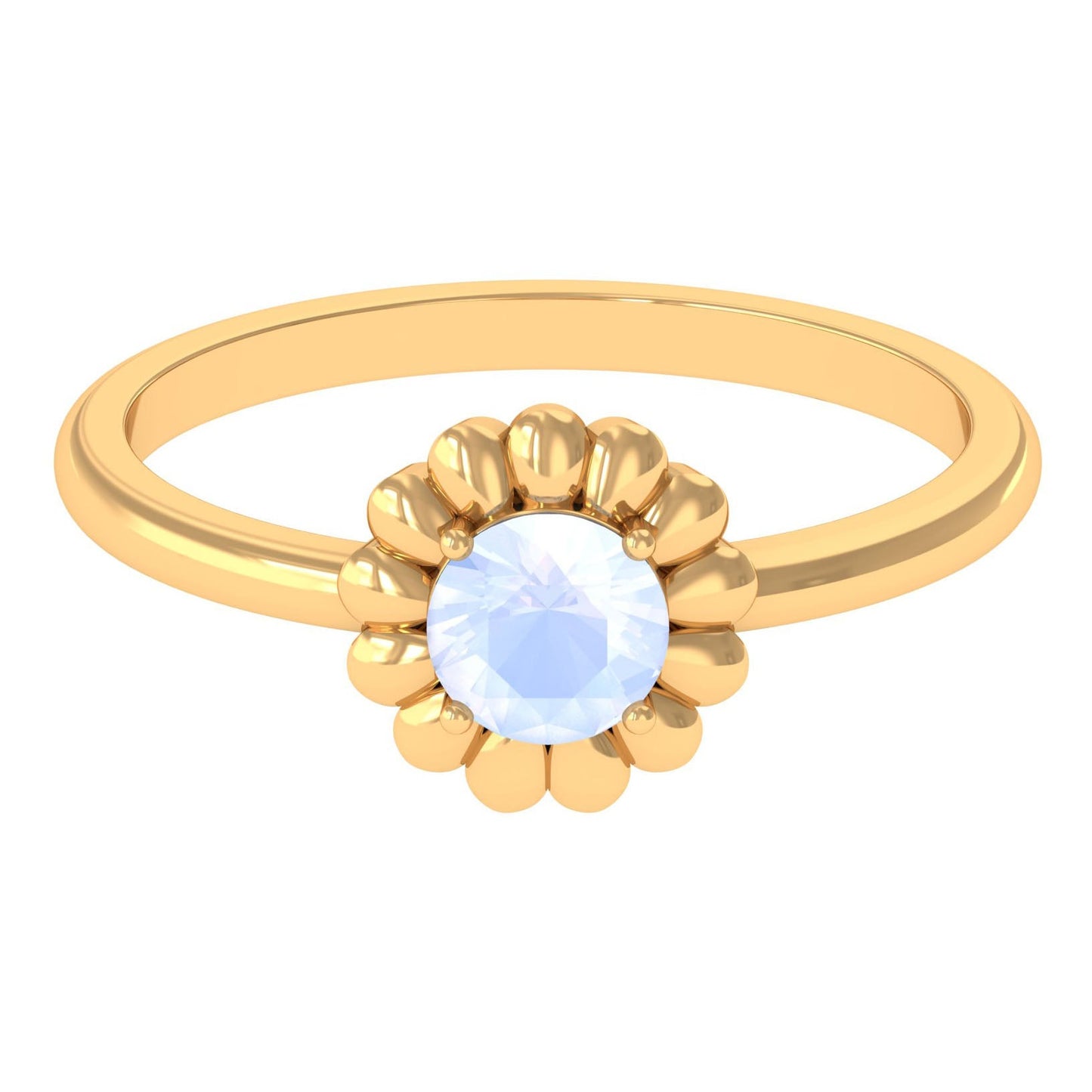 0.3 Carat Round Cut Solitaire Moonstone Flower Ring