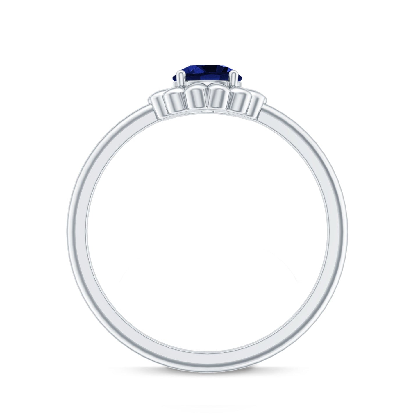 Certified 0.6 Carat Lab Grown Blue Sapphire Flower Promise Ring for Women