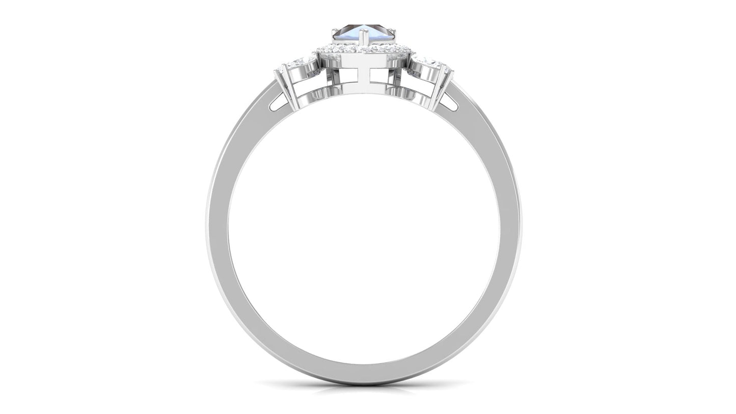 0.8 Carat Pear Shape Moonstone Engagement Ring with Diamond Accent