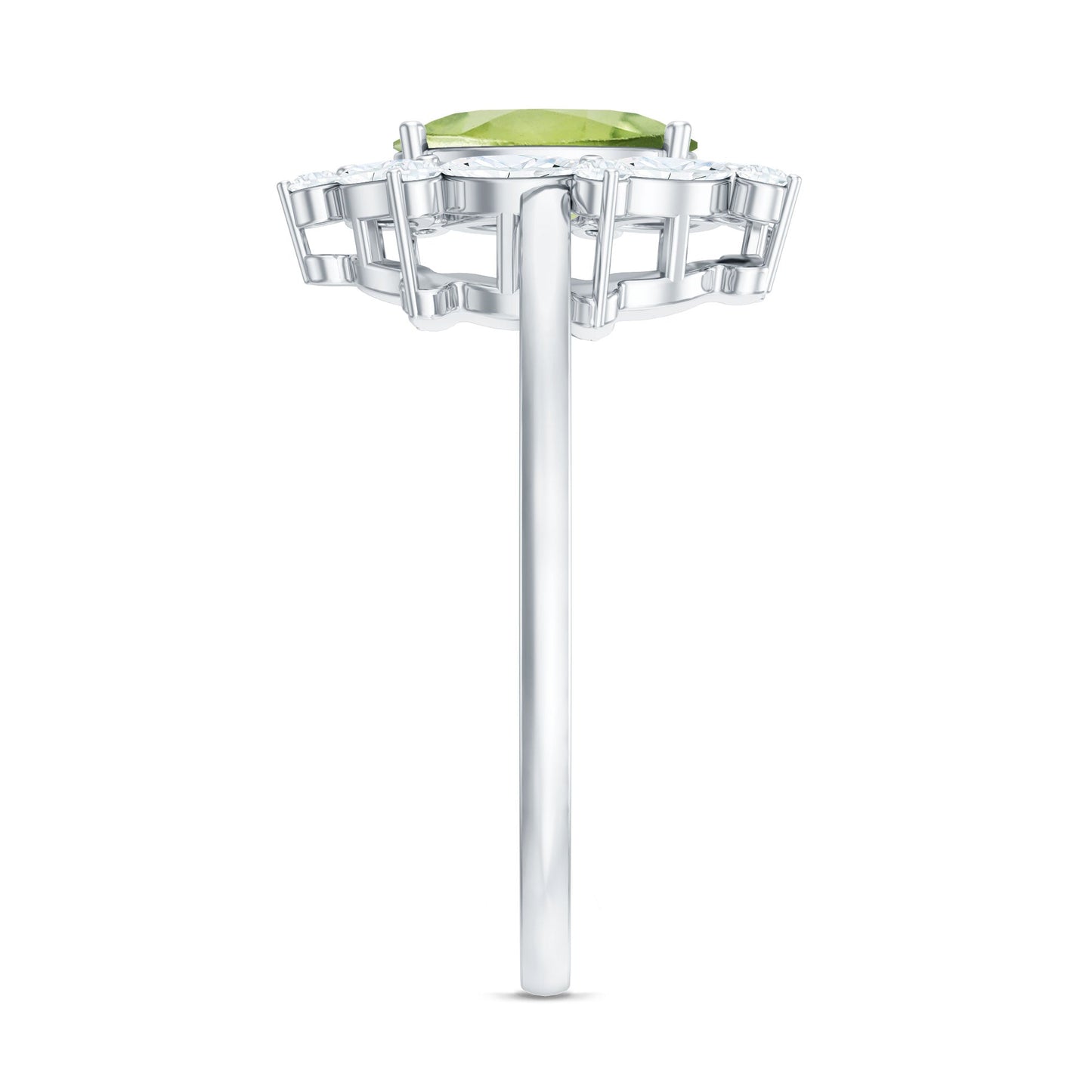 Natural 1 Carat Peridot Oval Engagement Ring with Moissanite